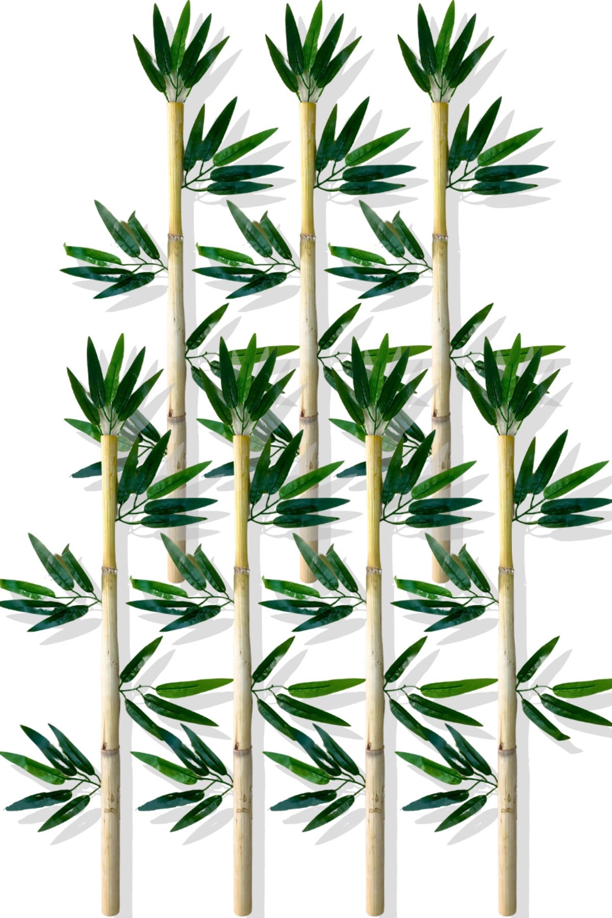 Yapay Yapraklı Dekoratif Bambu Çubuğu 80 Cm 7 Adet Islak Doku
