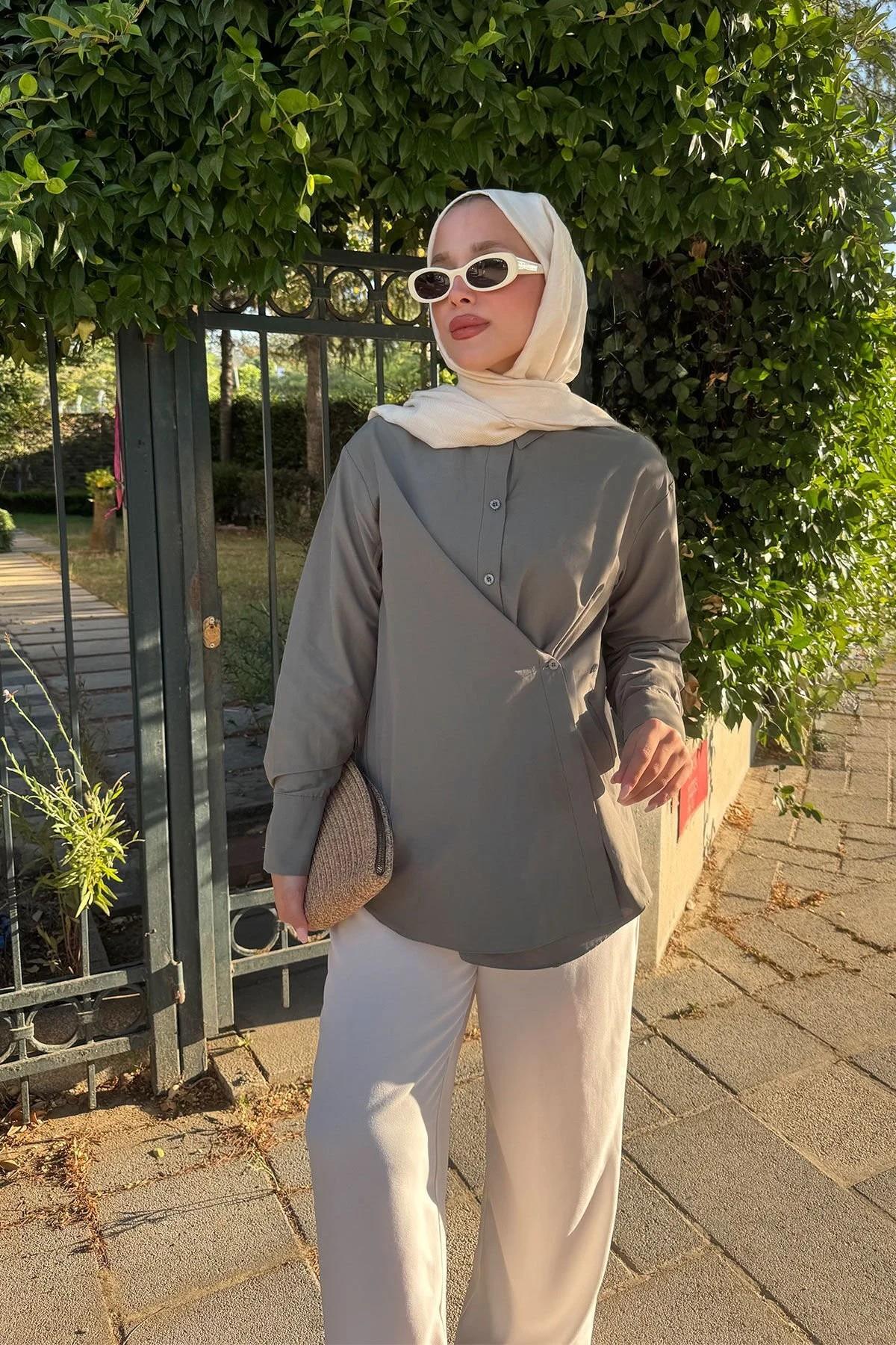 BAGLAMALI GÖMLEK 67-1232 - HAKİ YEŞİL