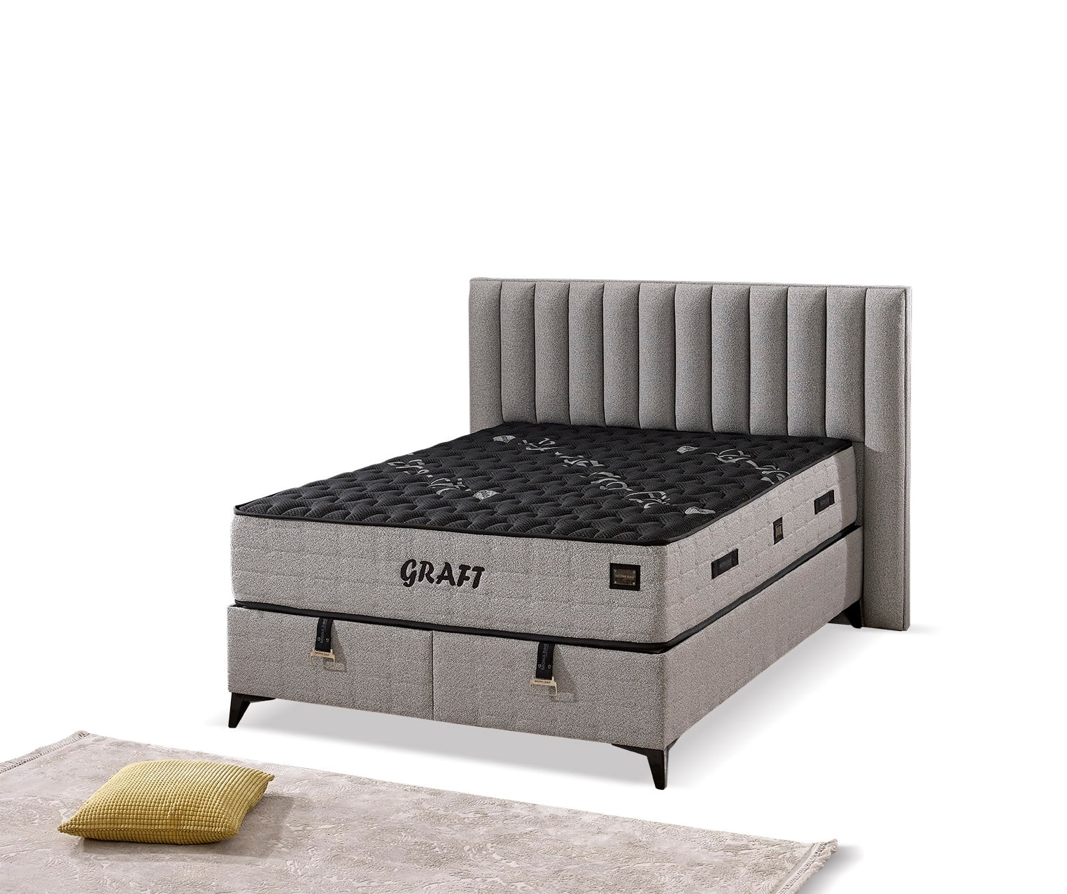 GRAFT Gri Full Ortopedik Çift Taraflı Pocket Yaylı Yatak 30 cm – Visco Katman Ultra Konfor