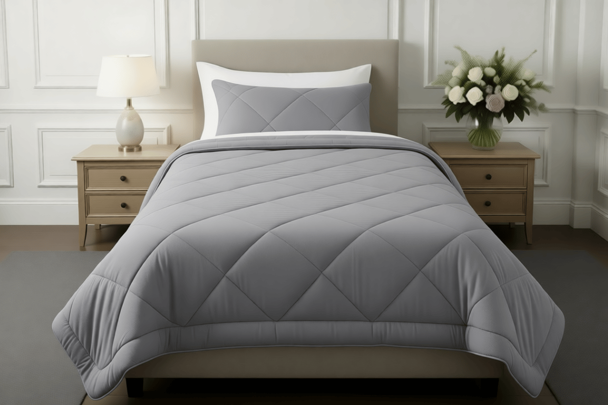 Wellsoft Tek Kişilik Yorgan 155×215 cm - 300 gr – Yumuşak, Nefes Alabilir, Gri