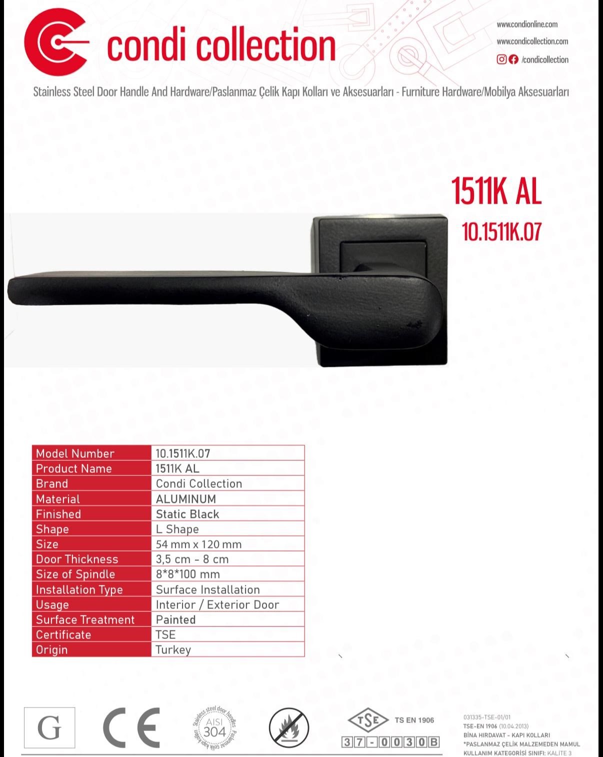 ARAGON ALÜMİNYUM KAPI KOLU