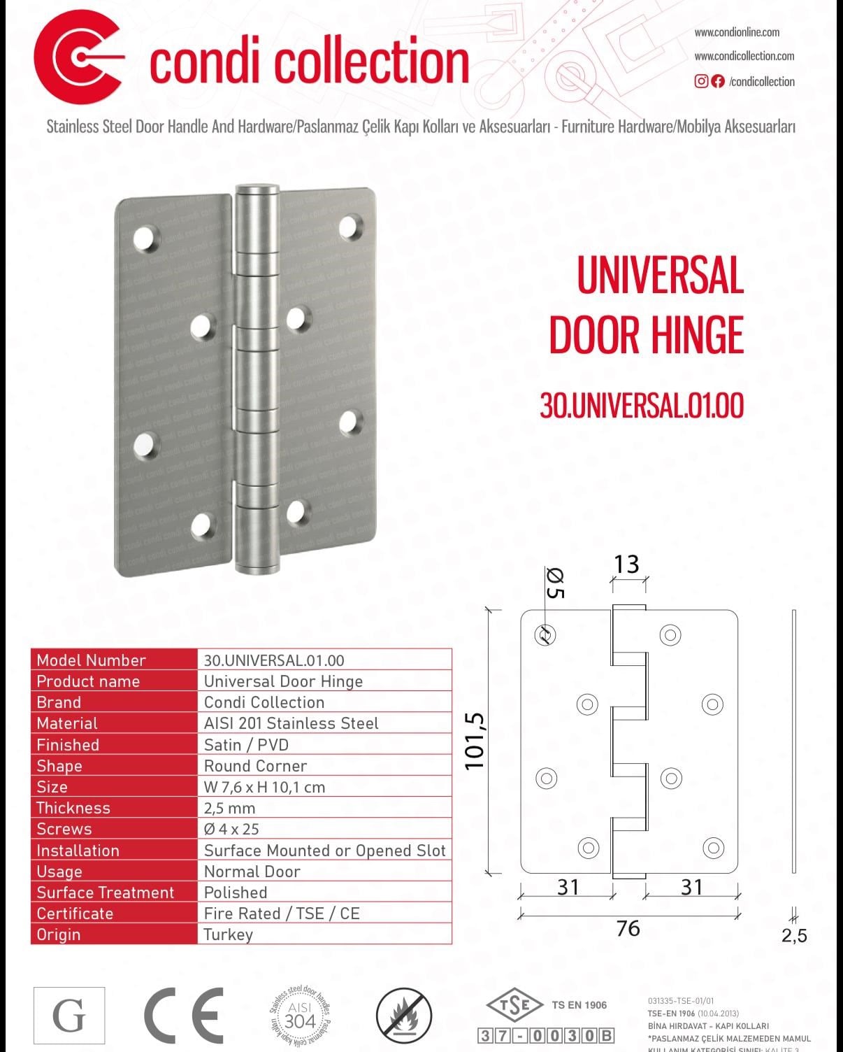 ÜNİVERSAL MENTEŞE