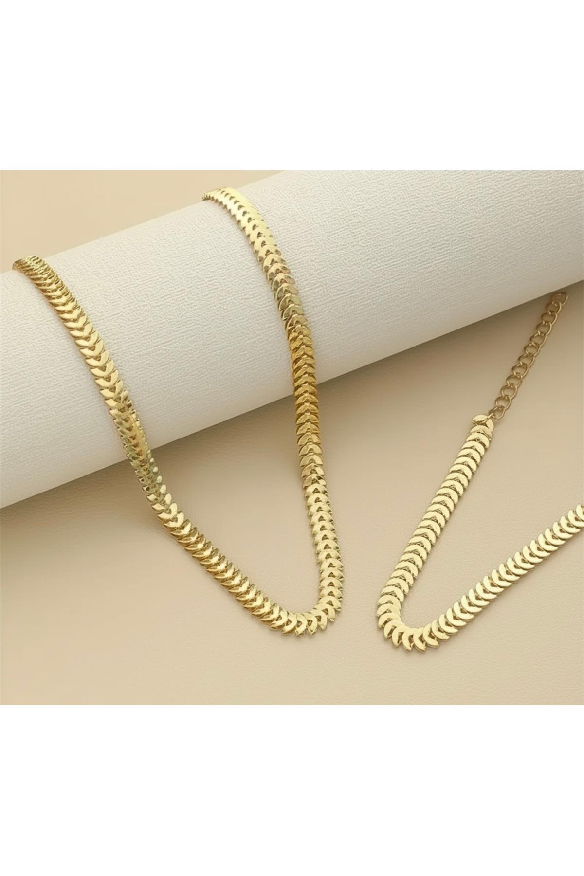Gold Renk Kolye Ve Bileklik Set