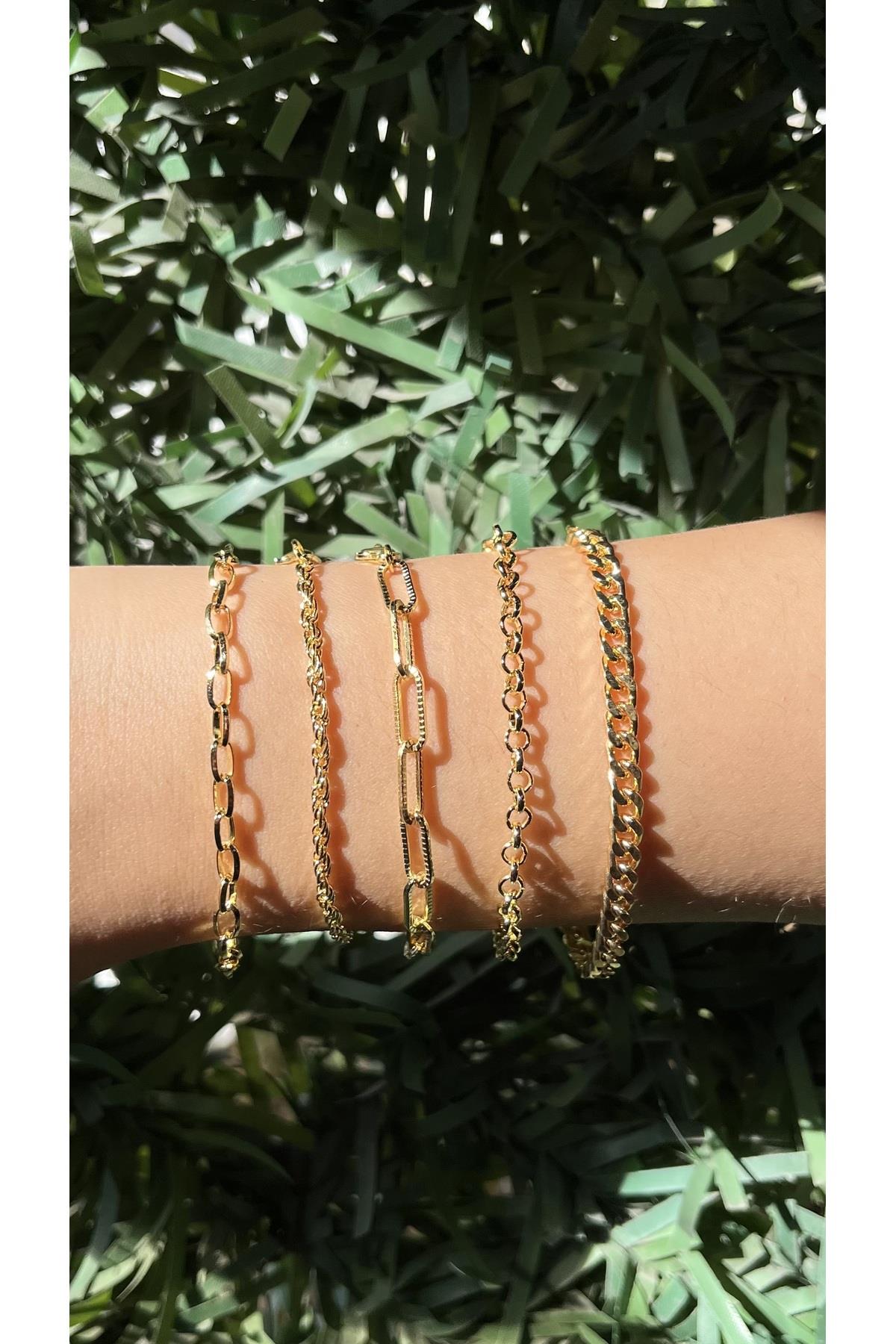 Kadın Gold Renk 5’li Bileklik Seti