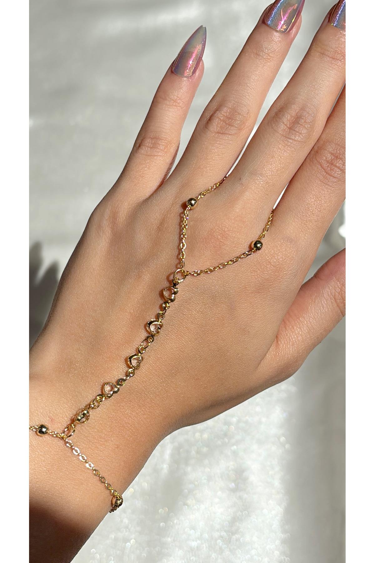 Kadın Gold Renk Kalp Model Şahmeran