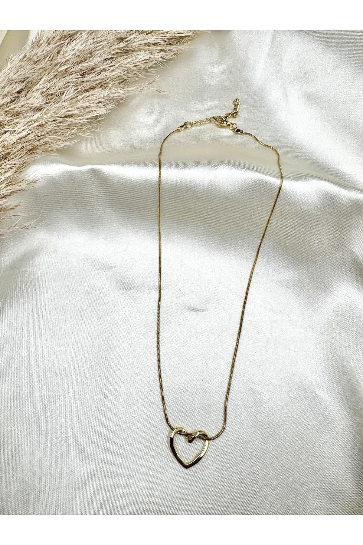TAYEM Gold Renk Çelik Kalp Kolye Pinterest Tarzı