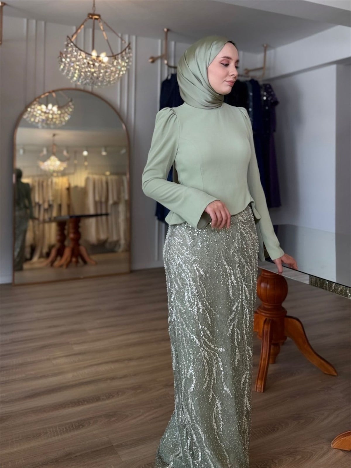 Velvet Mint Yeşili Elbise