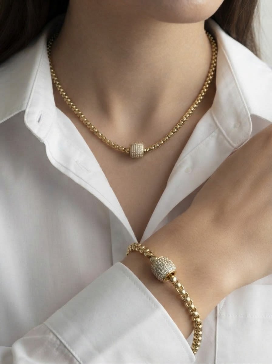 14K Arnavut Model Kolye Bileklik Kombini