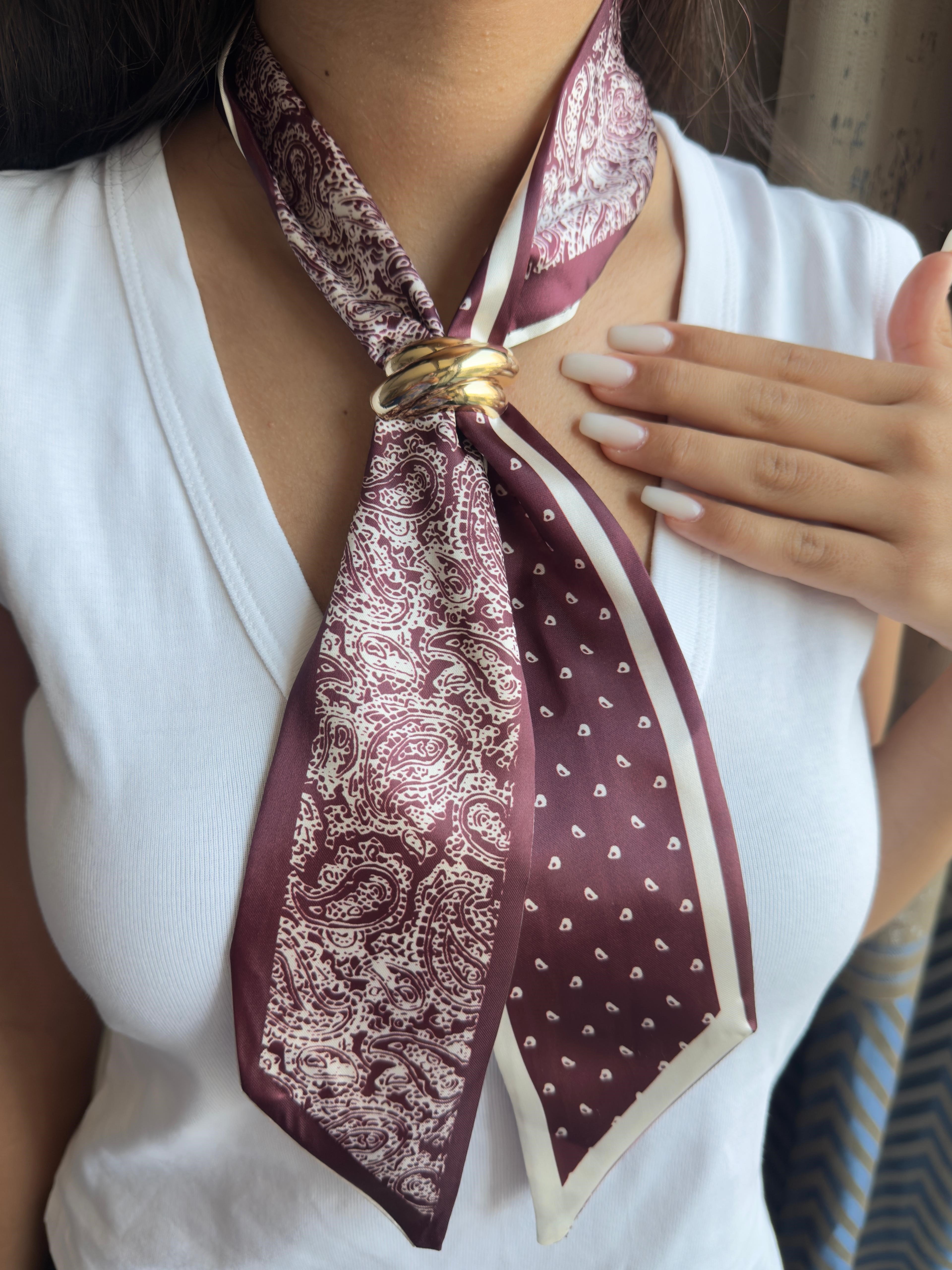 Bordo Asansörlü Dore Detaylı Fular