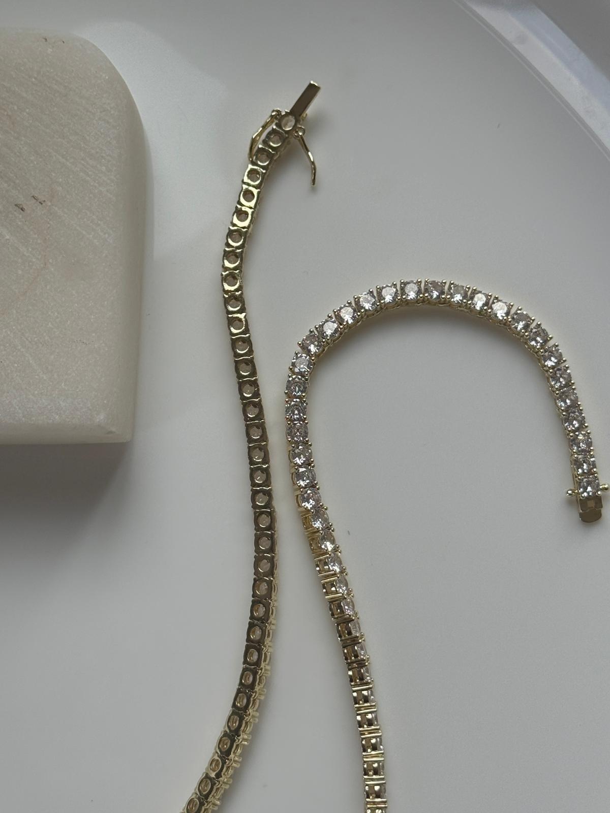 Çelik 14 k Dore Su Yolu Kolye-4mm