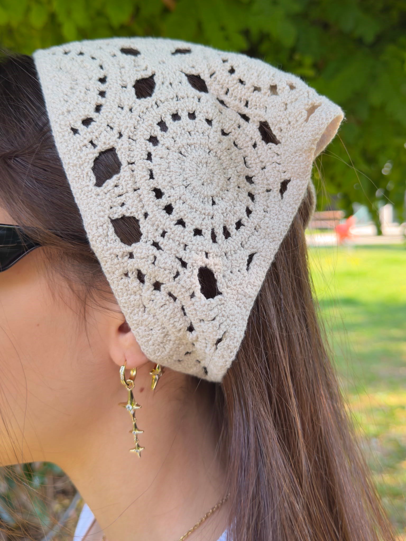 Gri  Desenli Üçgen İpli Bandana