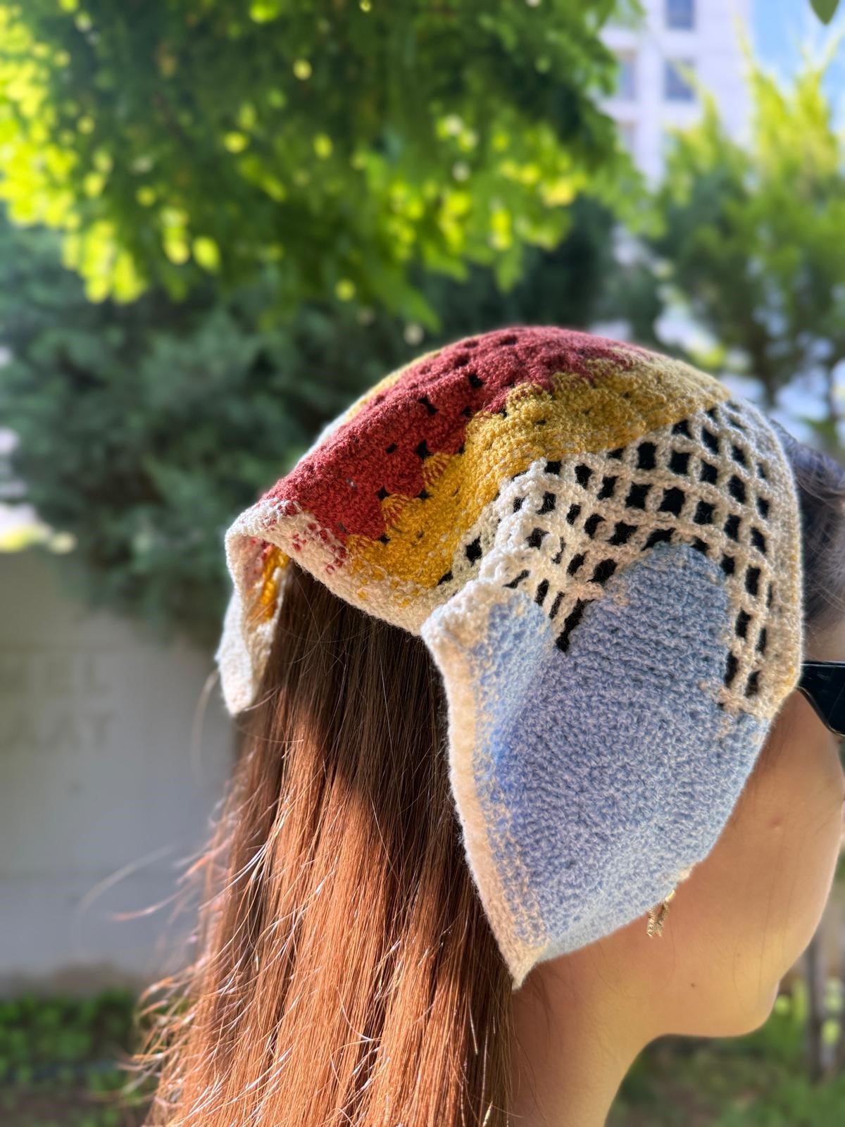 Kahverengi Desenli Üçgen İpli Bandana