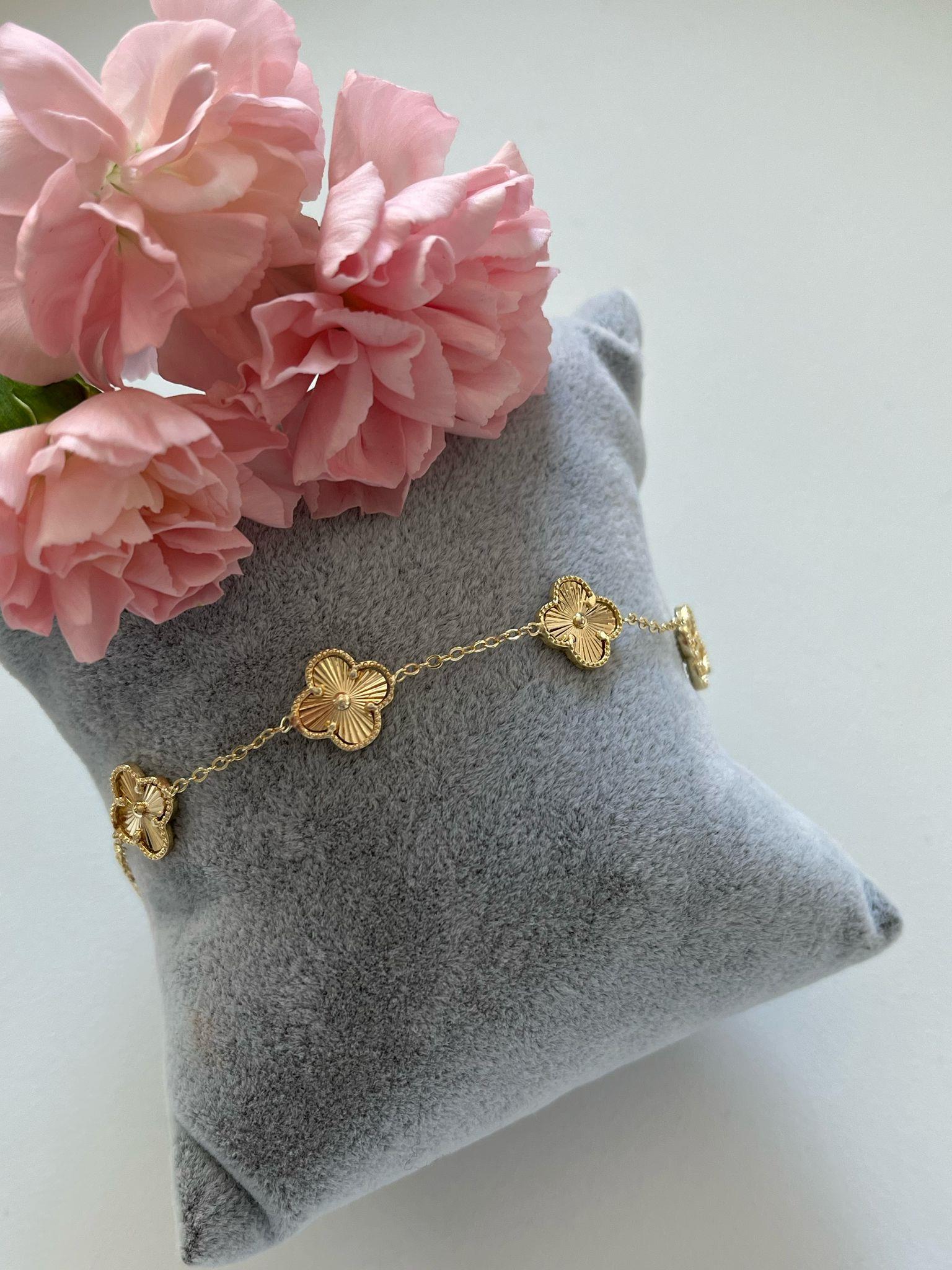 Özel Seri 14k Minimal Yonca Bileklik