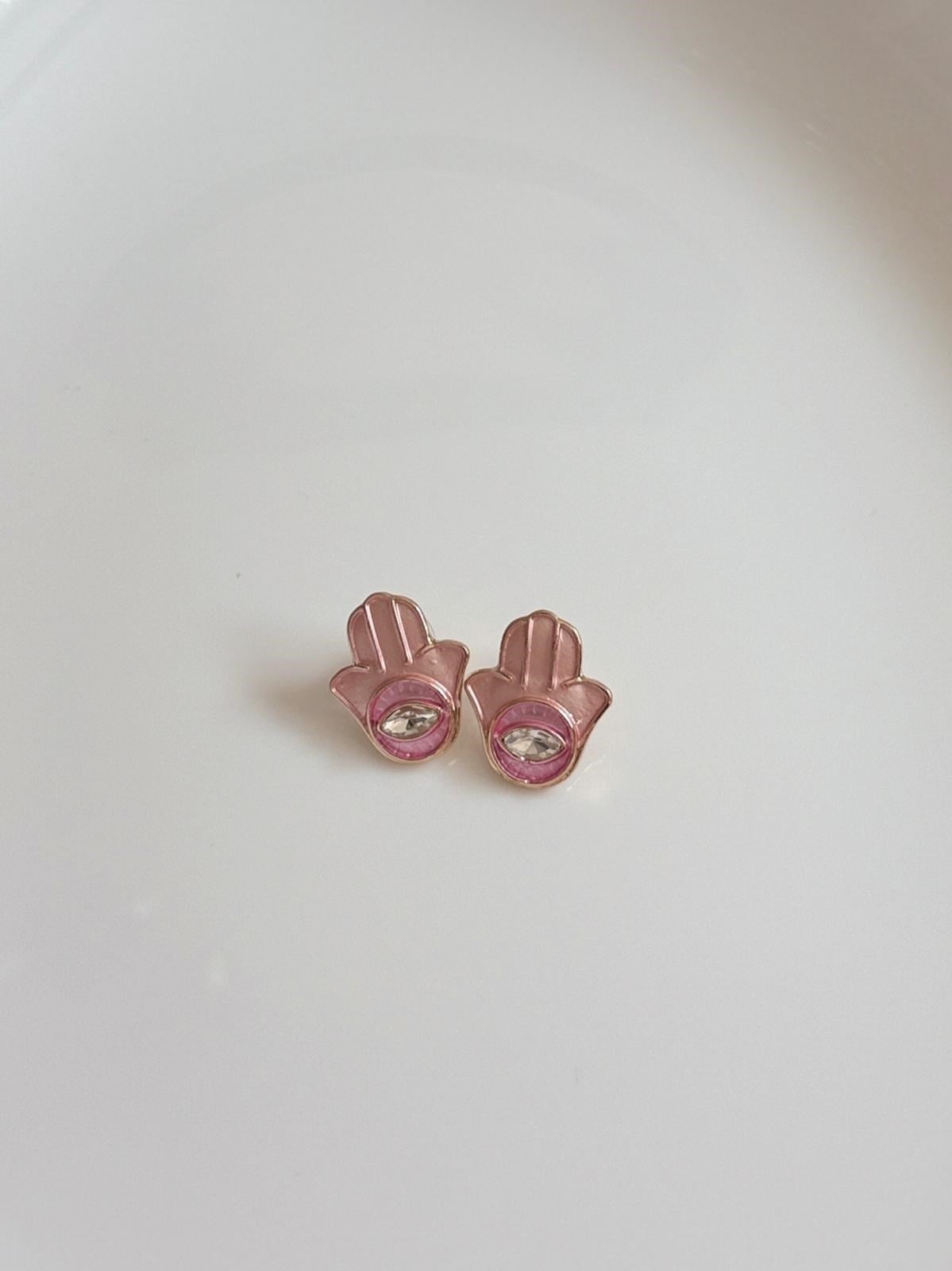 Özel Seri Pembe Rabia Ana Eli Küpe