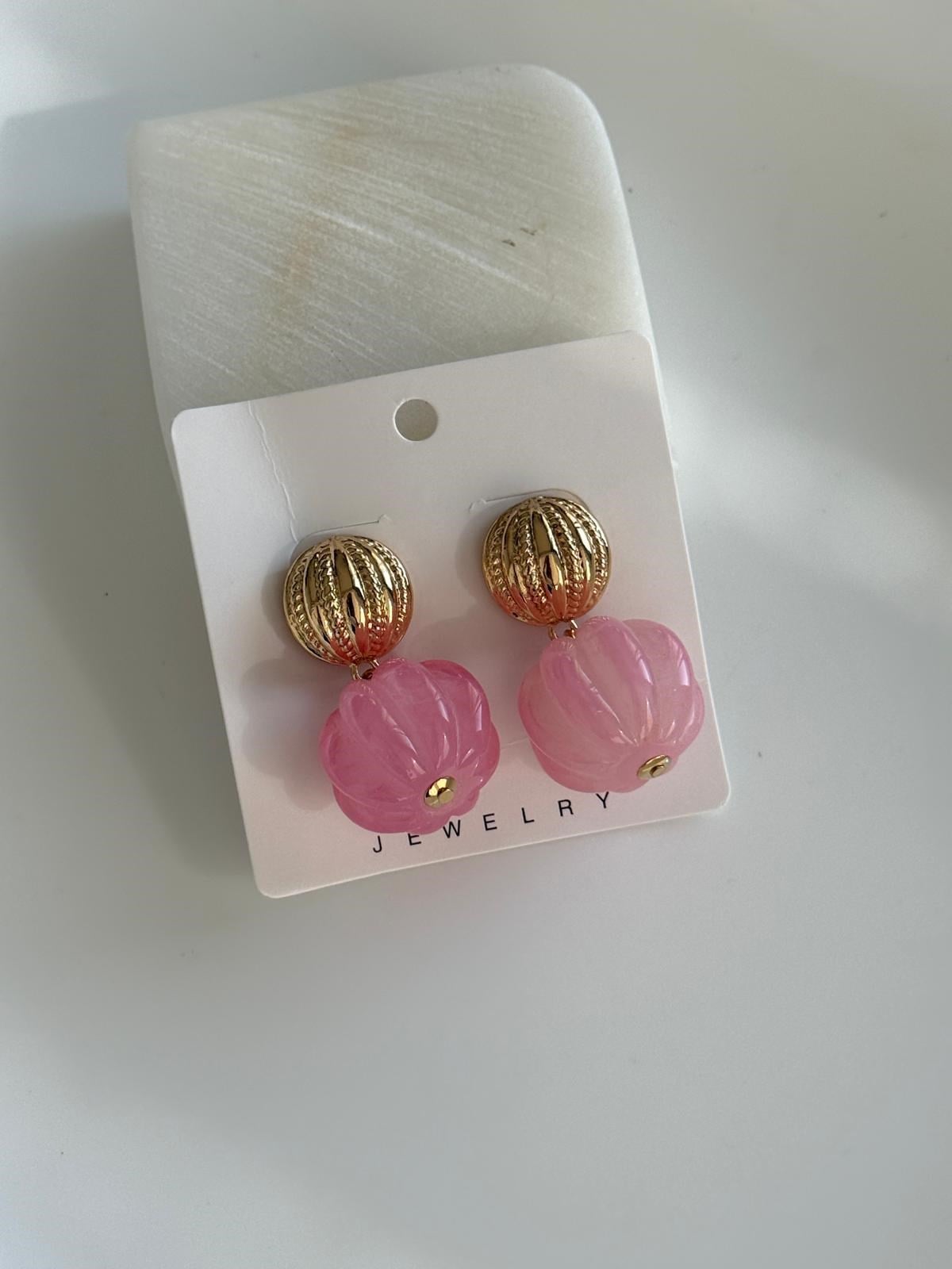 Özel Seri Pembe Top Küpe