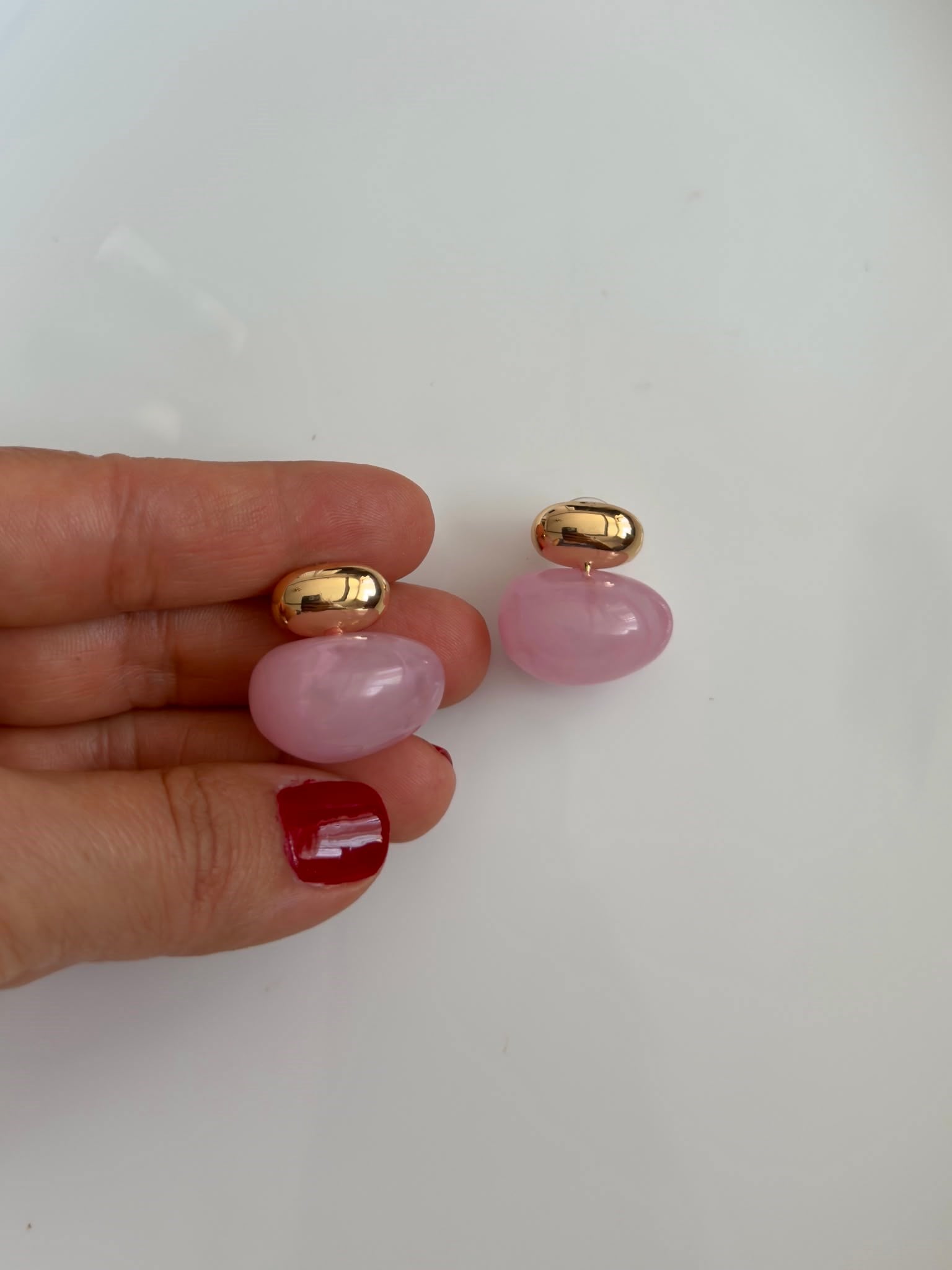Özel Seri Soft Pembe Bombe Boncuklu Küpe