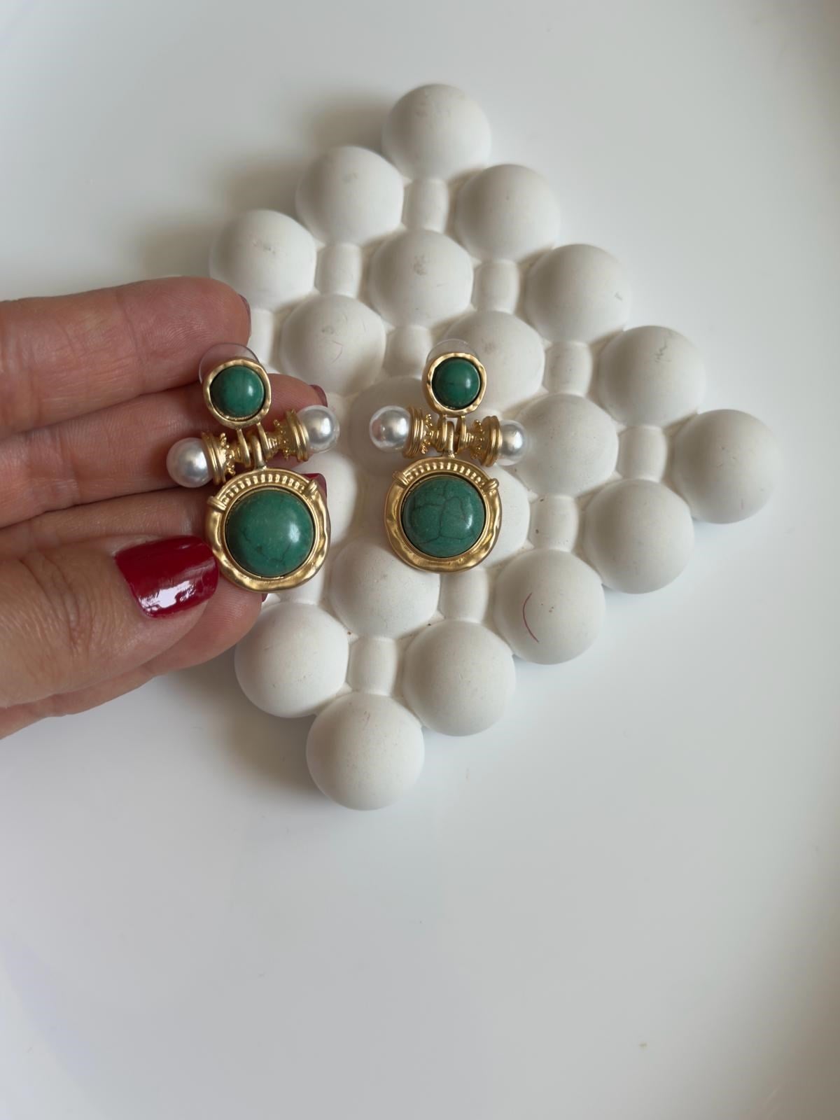 Özel Seri Yeşil Vintage Küpe