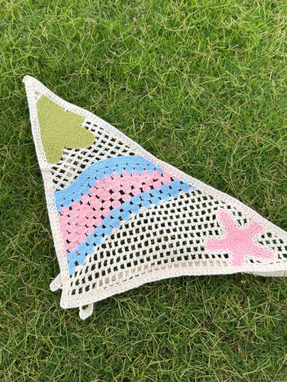 Pembe Deniz Yıldızlı Üçgen İpli Bandana