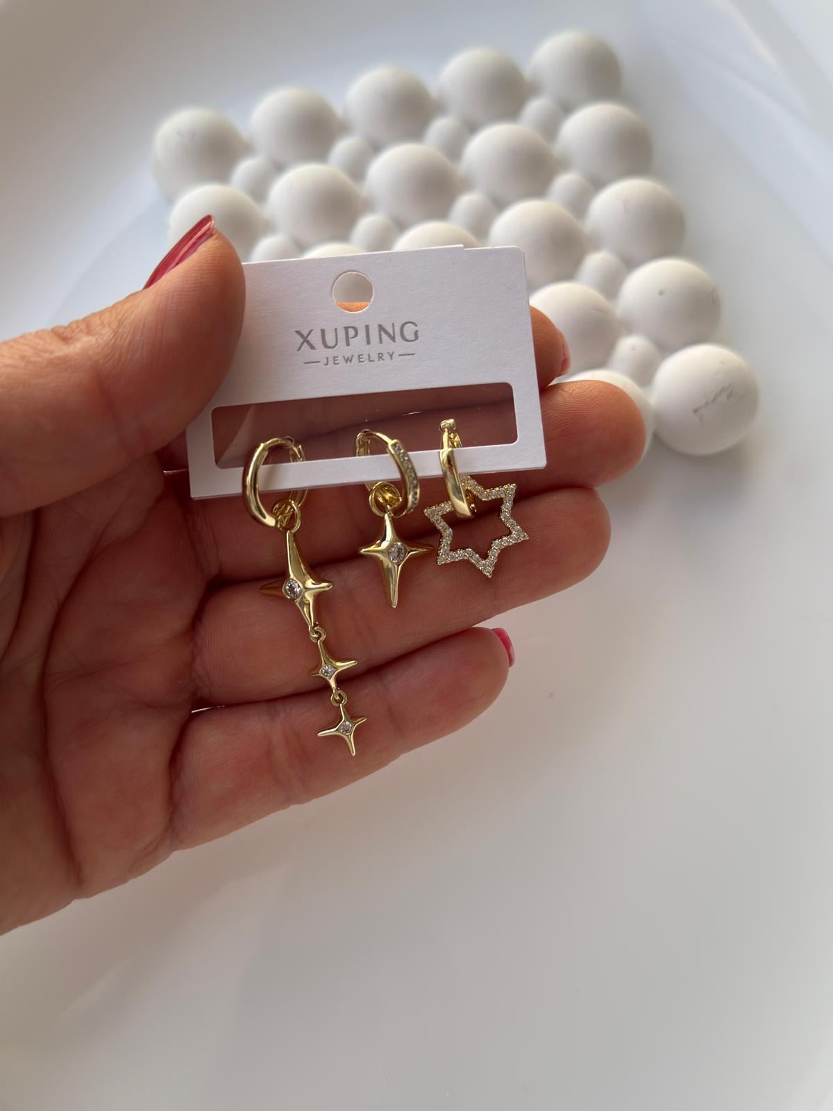 Vip 14k 3'lü Yıldız Küpe