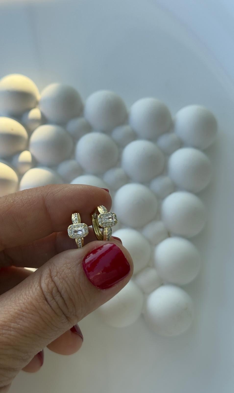 Vip 14k Baget Taşlı Çocuk Küpe