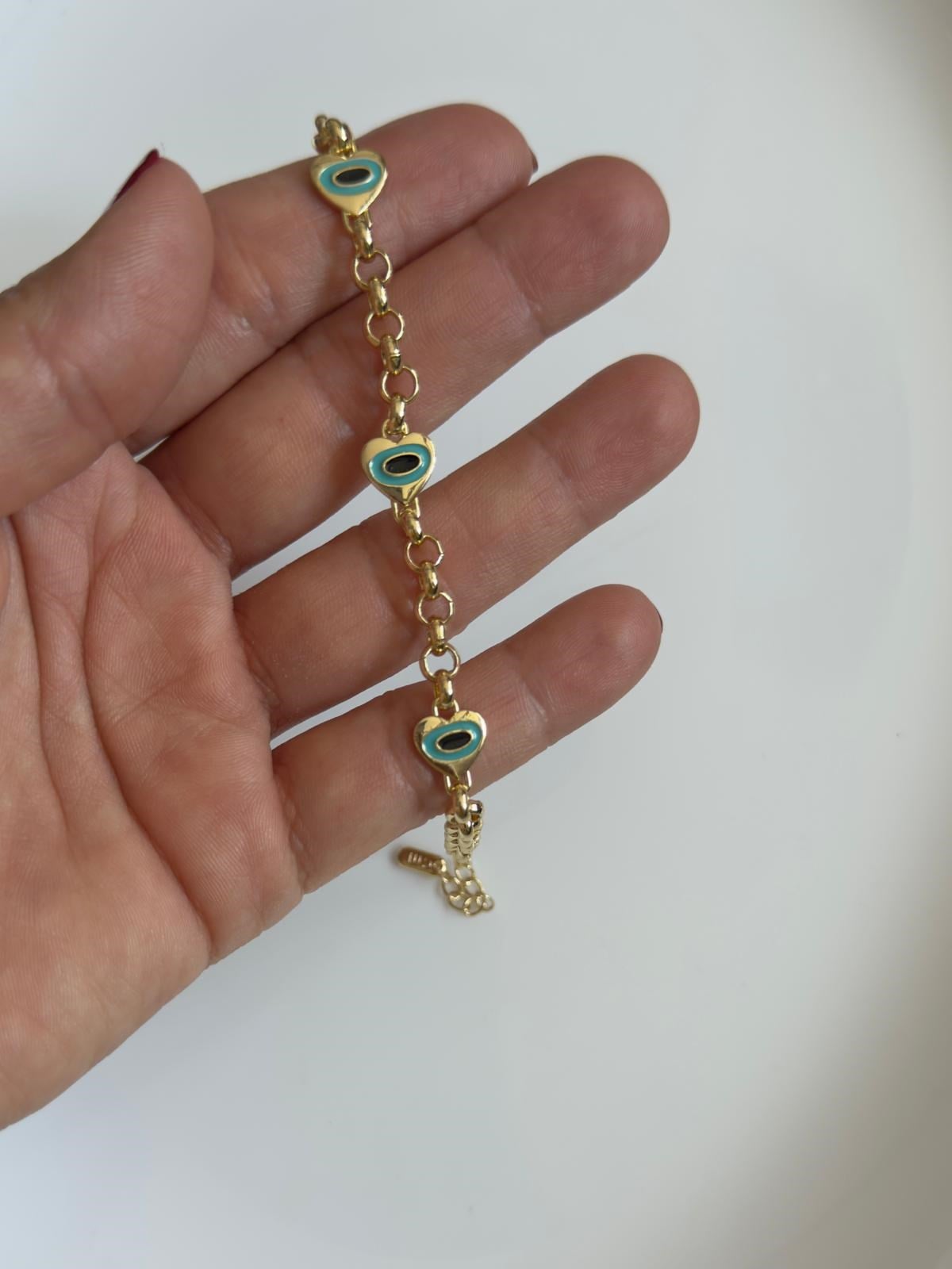Vip 14k Kalp Figürlü Nazarlı Bileklik