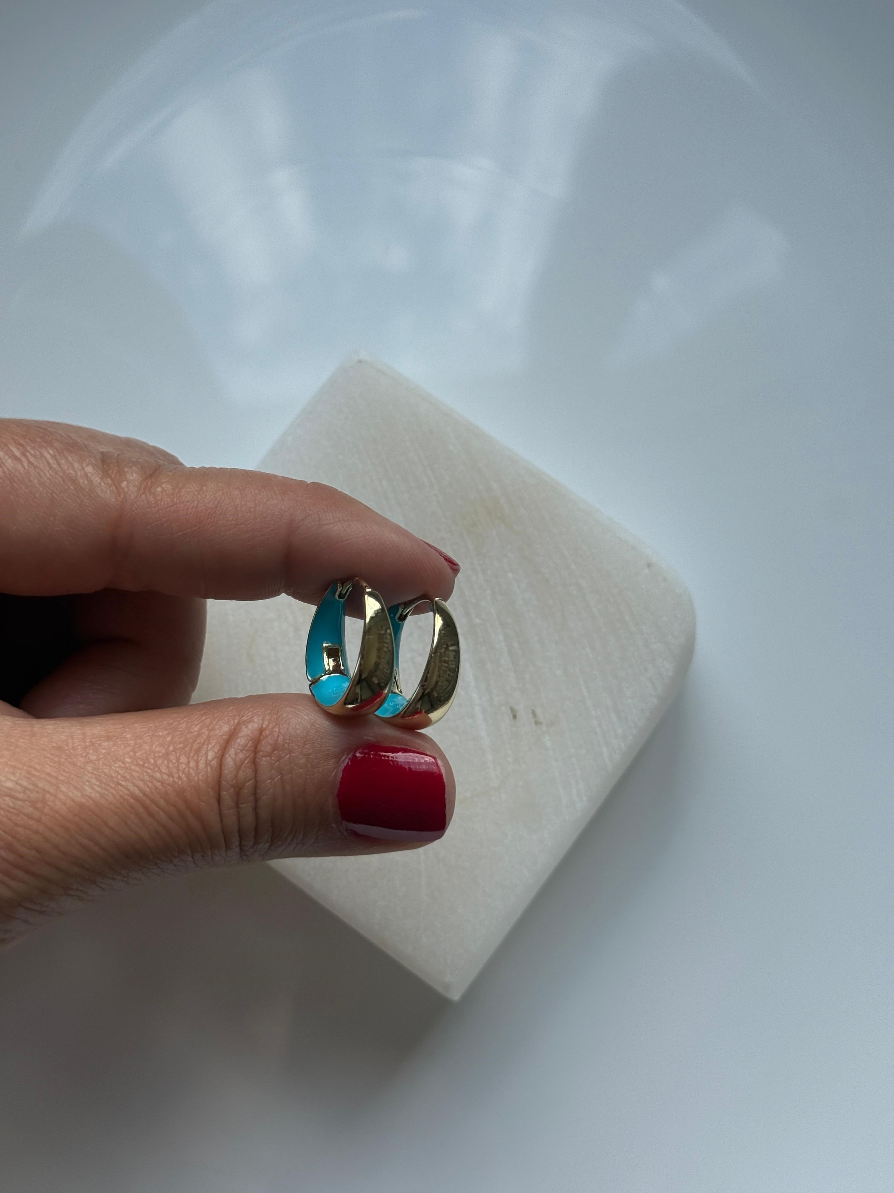 Vip 14k Mavi Mineli Oval Küpe