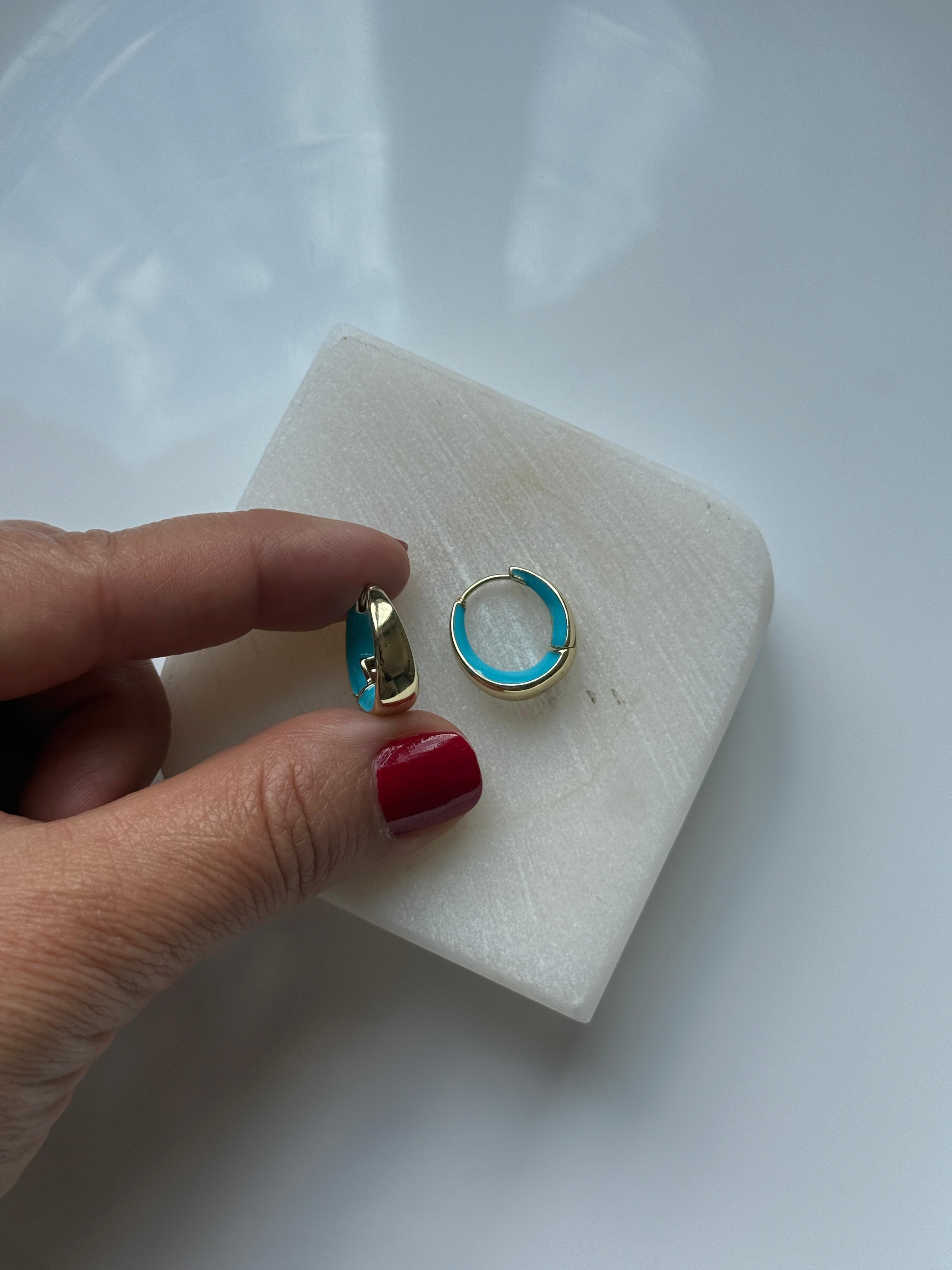 Vip 14k Mavi Mineli Oval Küpe