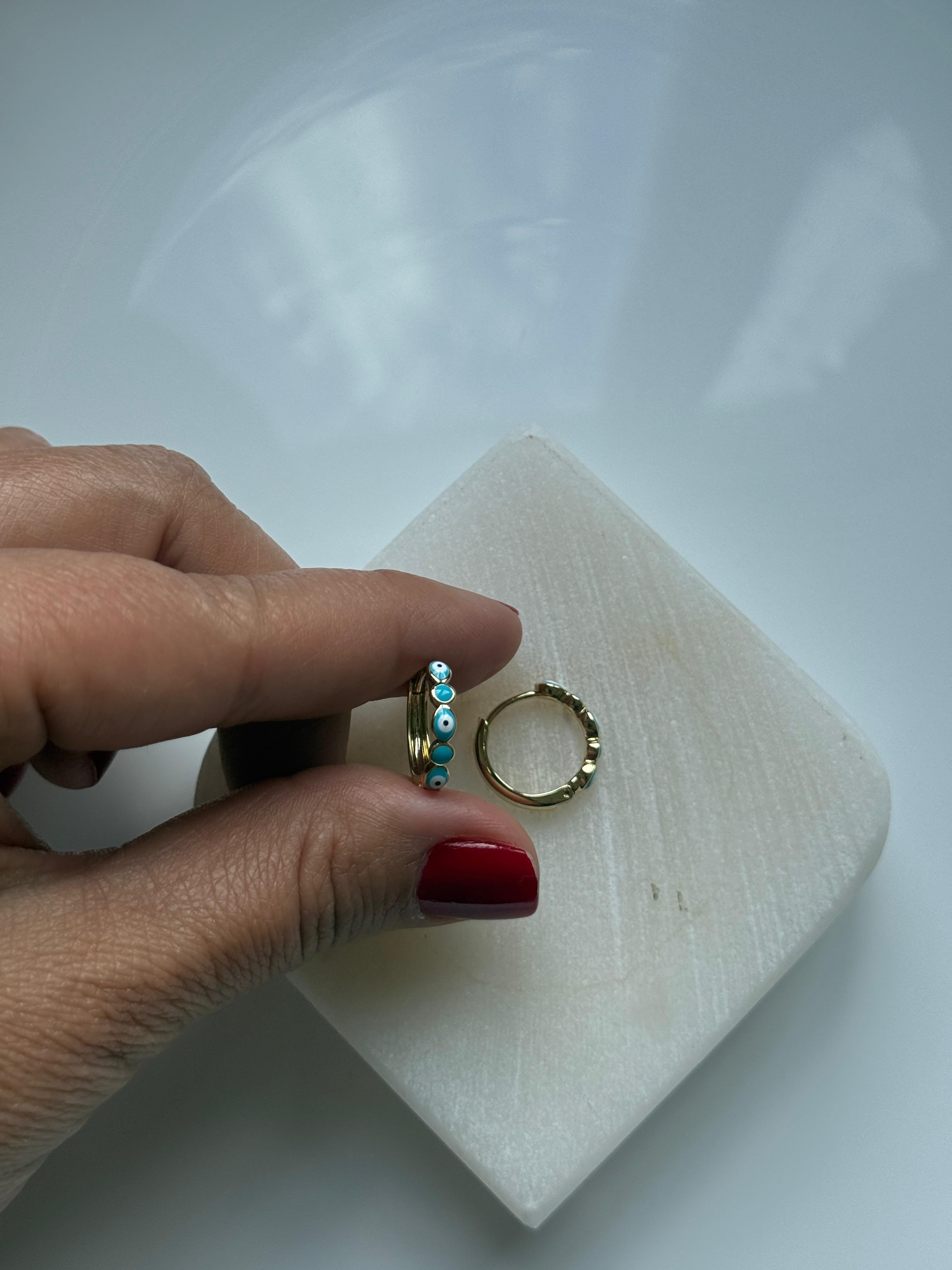 Vip 14k Nazarlı Göz Küpe