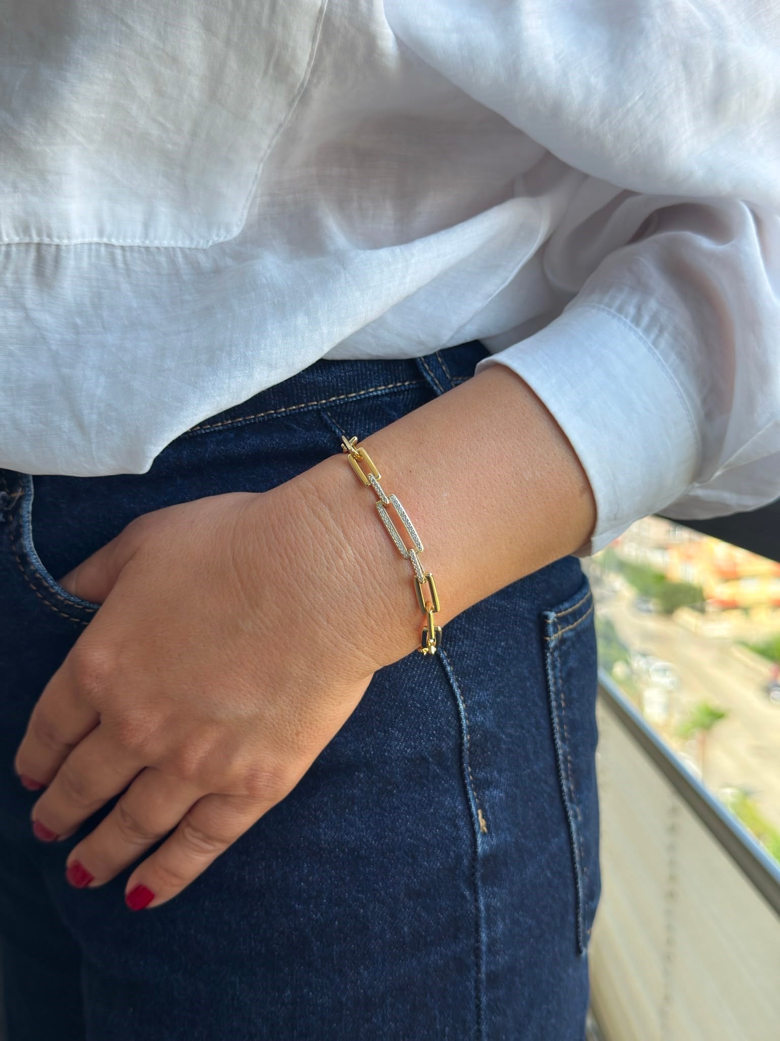 Vip 14k Taşlı Zincir Model Bileklik
