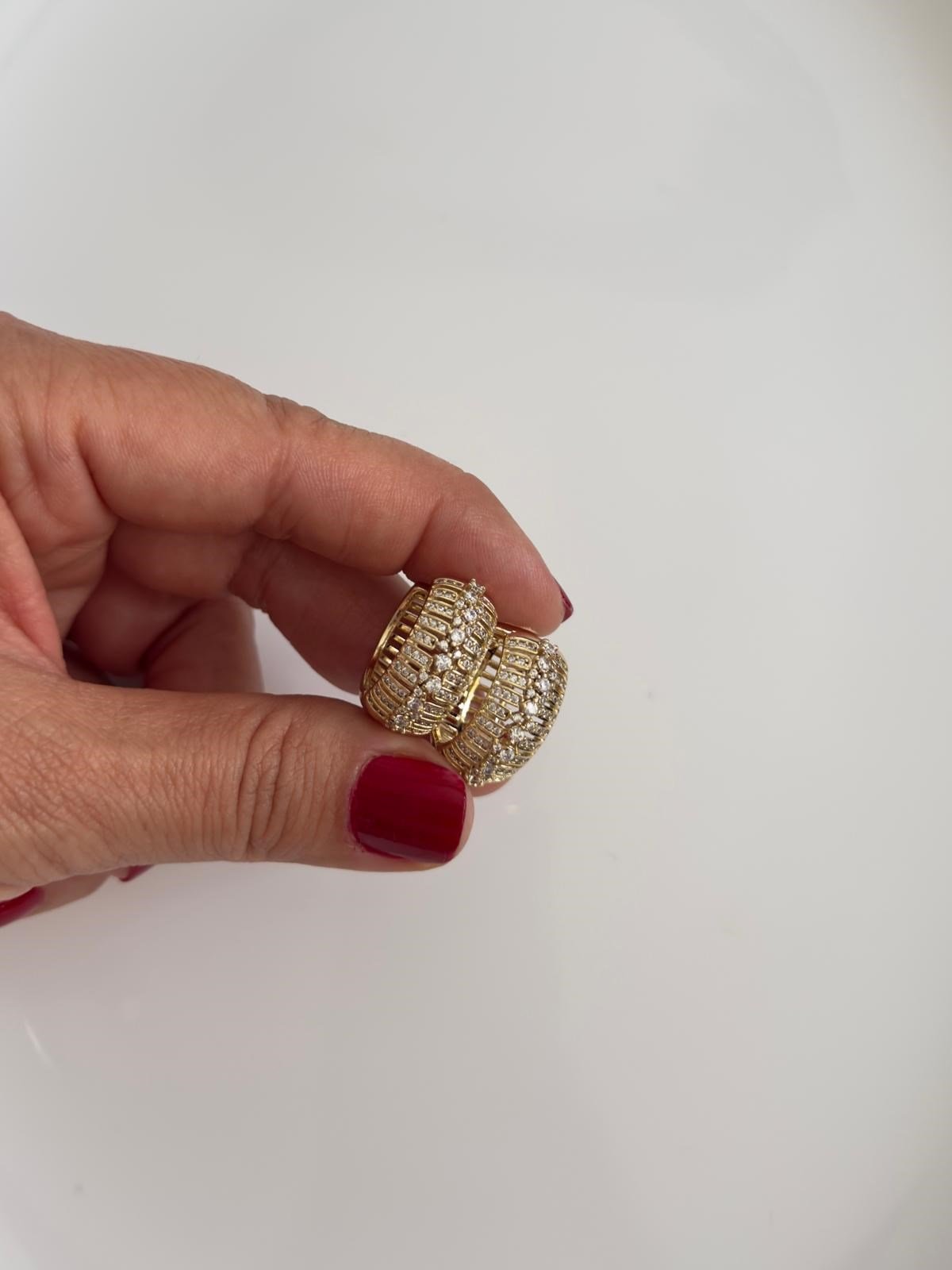 Vip 14K Zirkon Taşlı  Kalın Halka Küpe