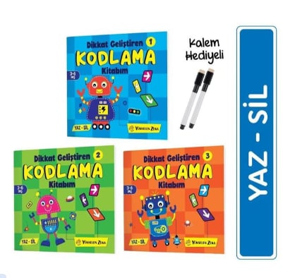 Dikkat Geliştiren Kodlama Kitabım Serisi Yaz-Sil
