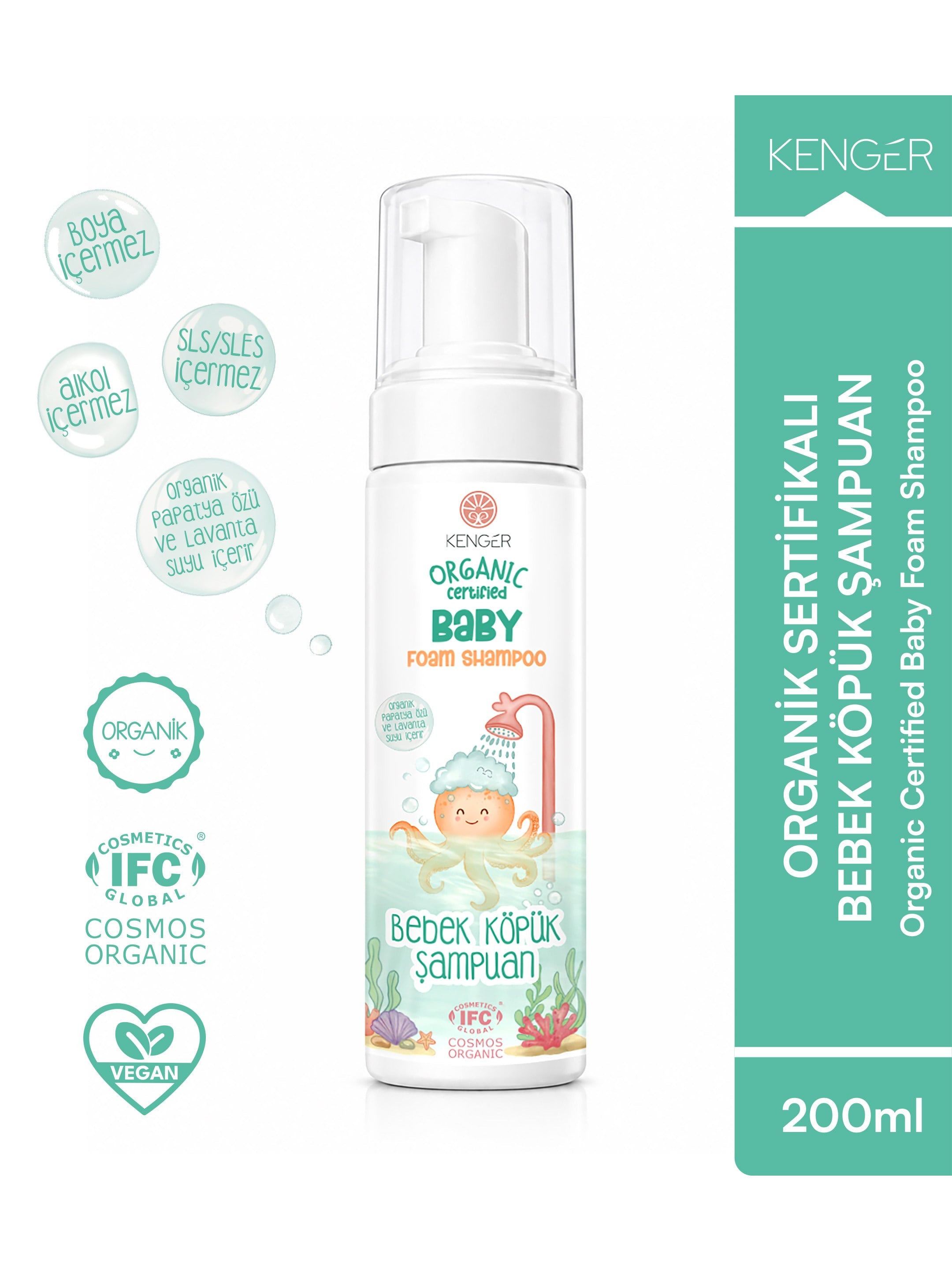 Kenger Organik Bebek Köpük Şampuanı 200ml