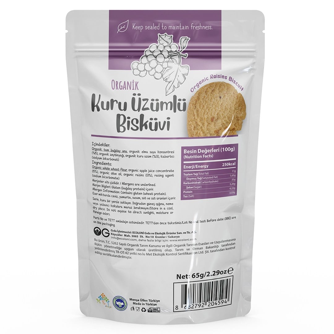 OG Natural Üzümlü Bisküvi 65 Gr