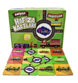 Play Wood Eğitici Ahşap Hafıza Kartları Taşıtlar