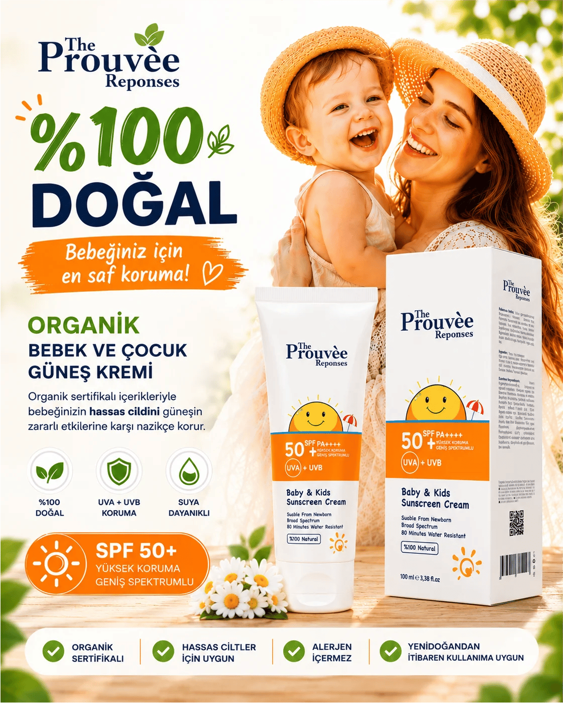 The Prouvee Reponses 50 Spf Bebek Çocuk Güneş Kremi 100Ml