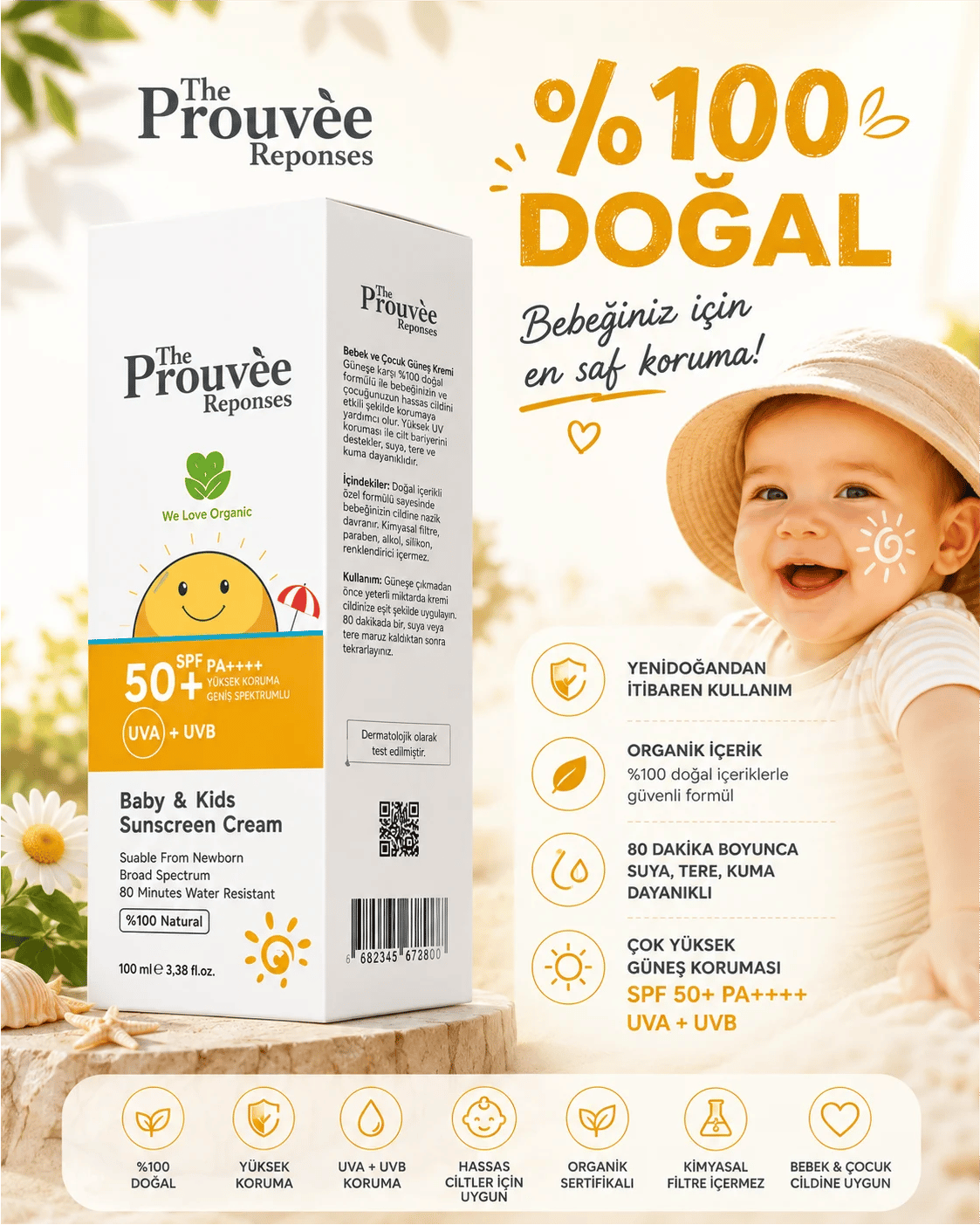 The Prouvee Reponses 50 Spf Bebek Çocuk Güneş Kremi 100Ml