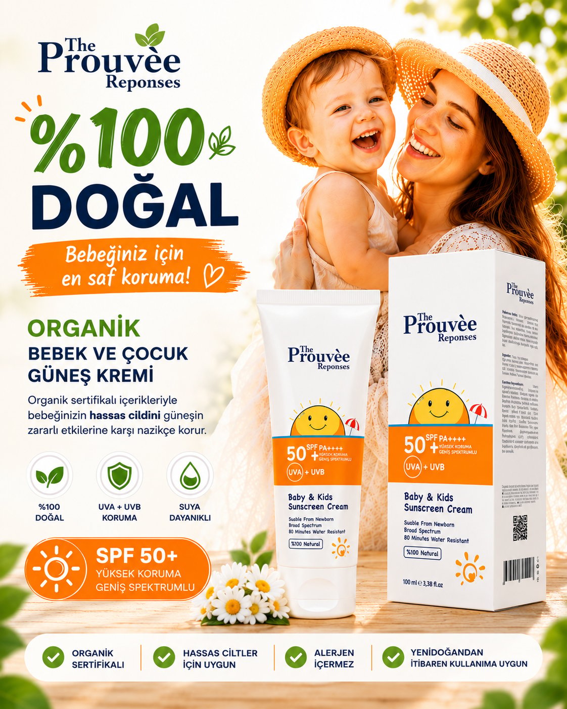 The Prouvee Reponses 50 Spf Bebek Çocuk Güneş Kremi 100Ml