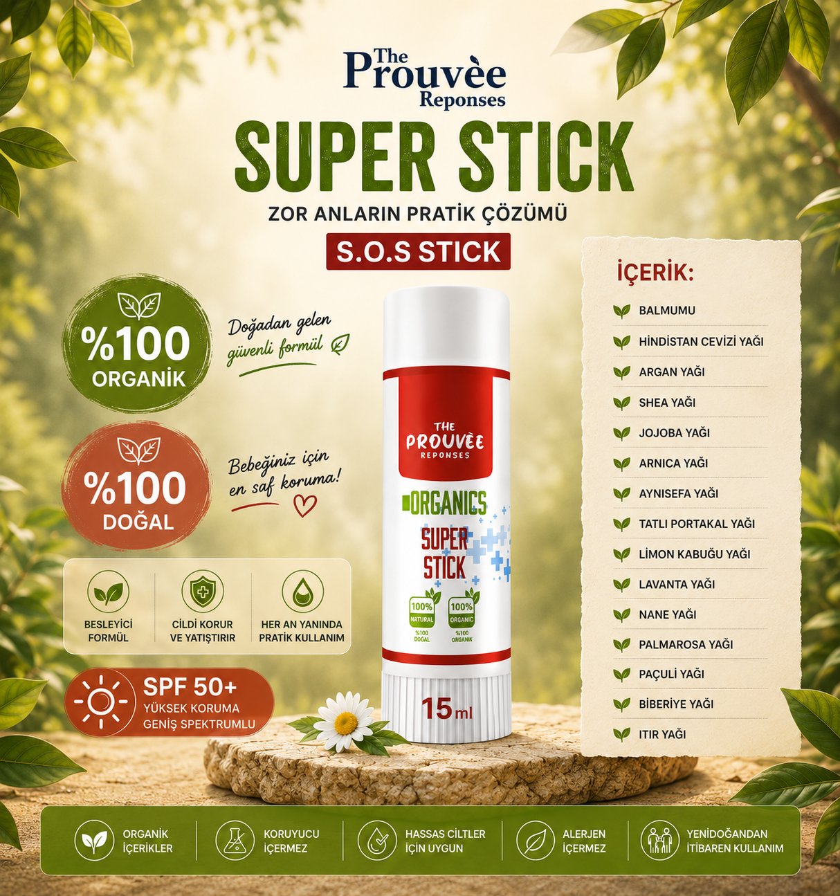 The Prouvee Reponses Organik Süper Stick 15 Ml