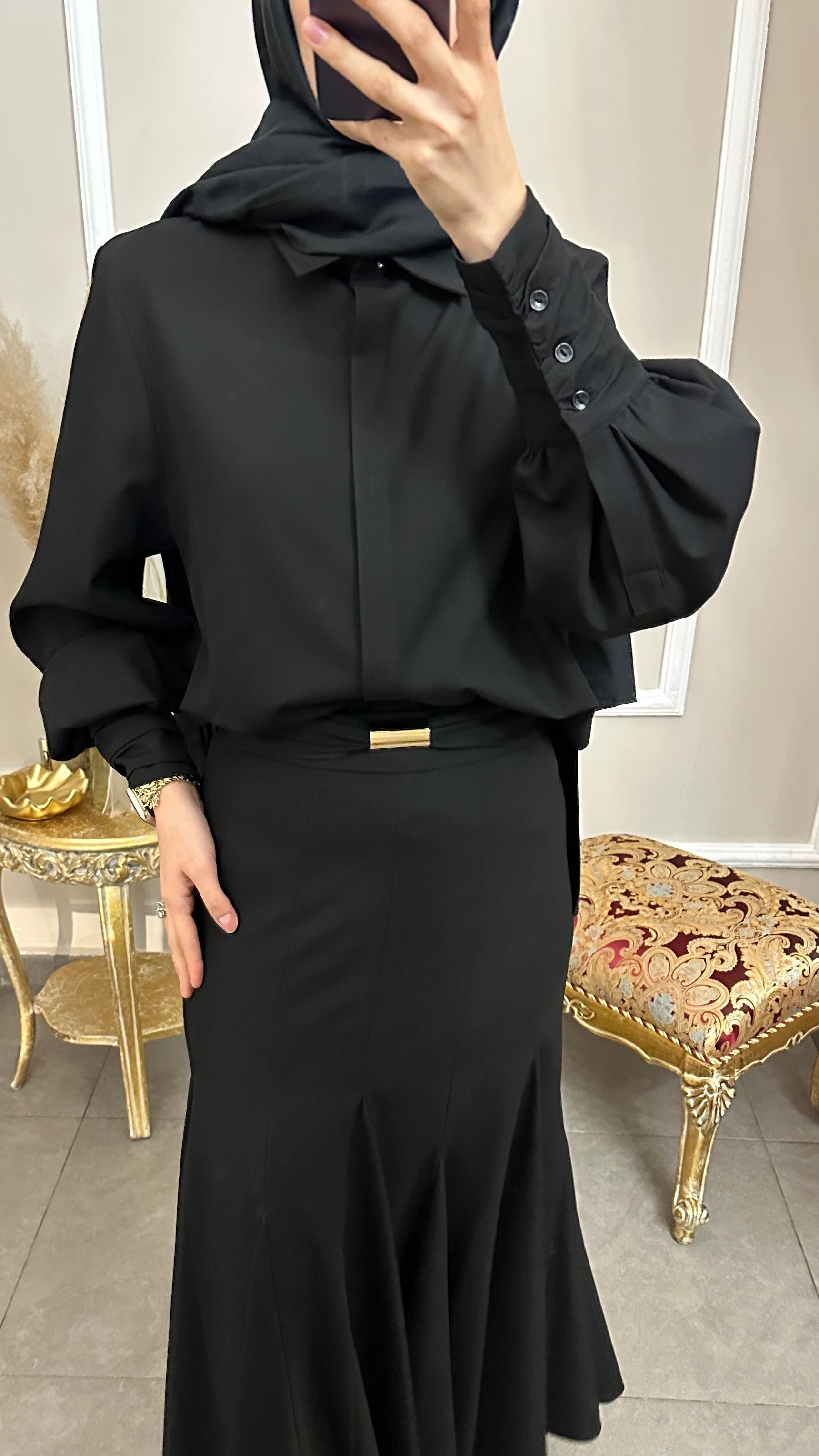 Bileği Drapeli Gömlek