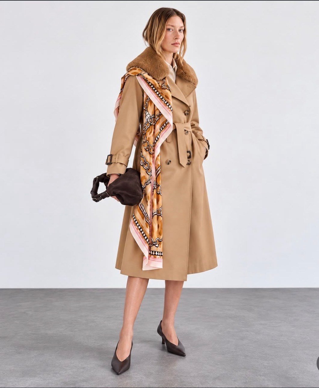 Kürklü Trench-Coat