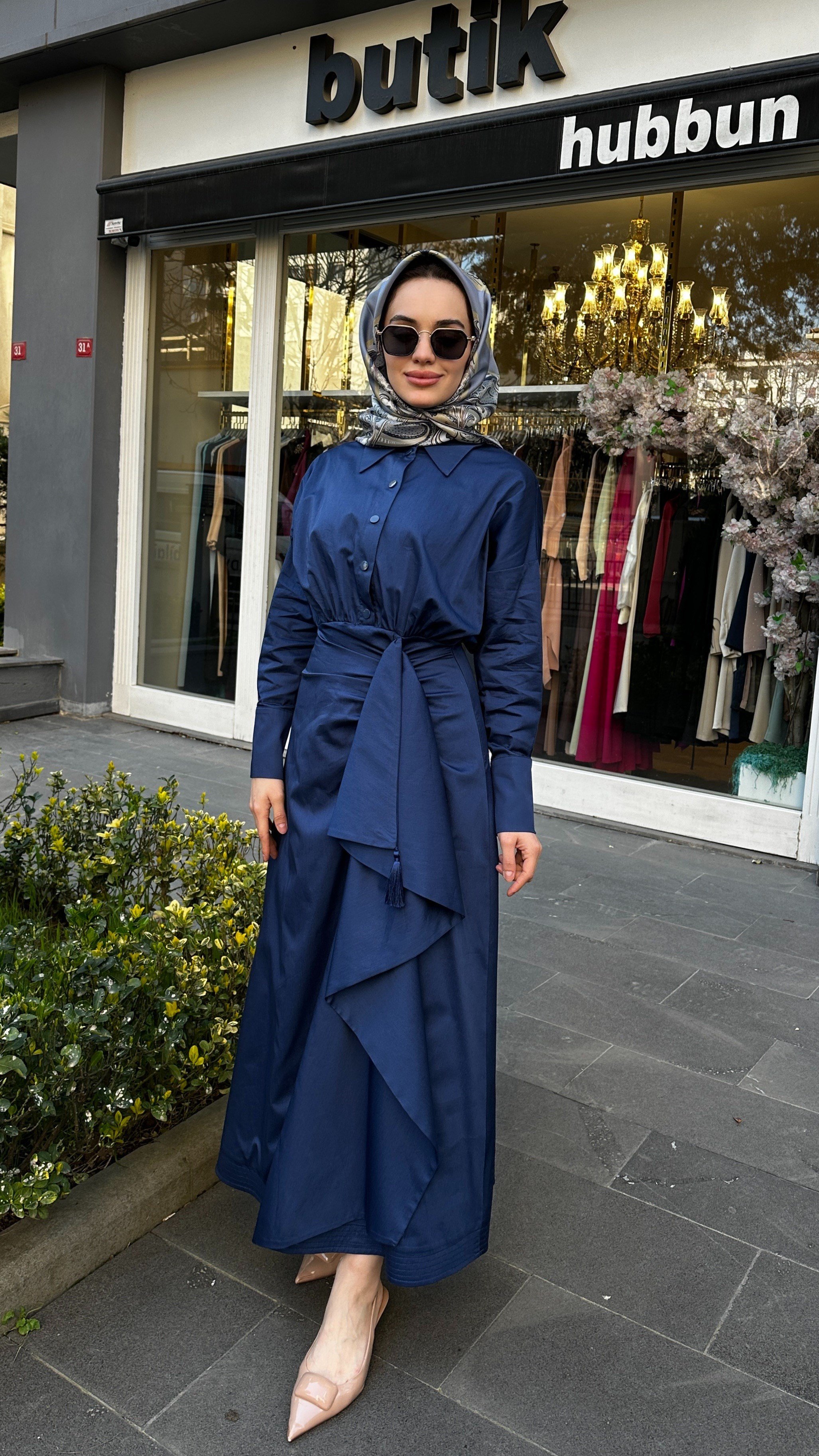 Püsküllü Poplin Elbise 