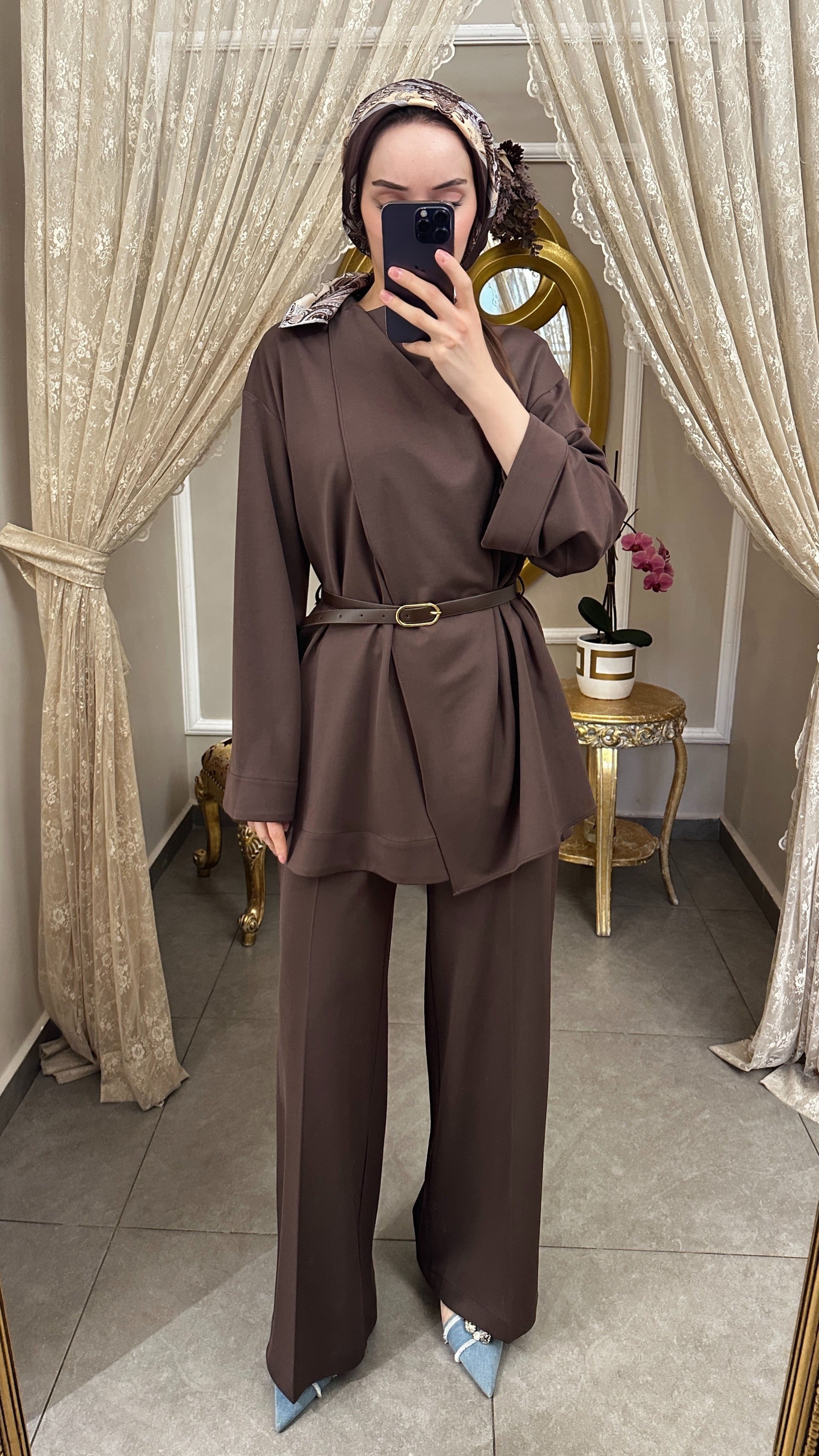 Şal Detaylı Örme Takım