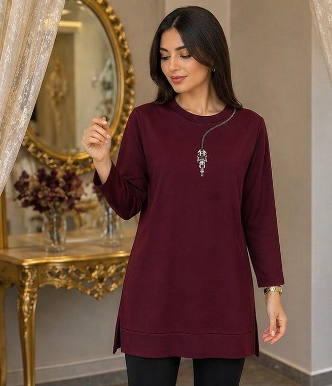 Uzun  Kollu Taşlı  Tunik 