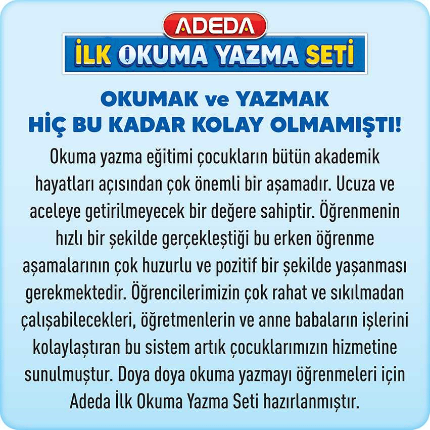 Adeda İlk Okuma Yazma Seti