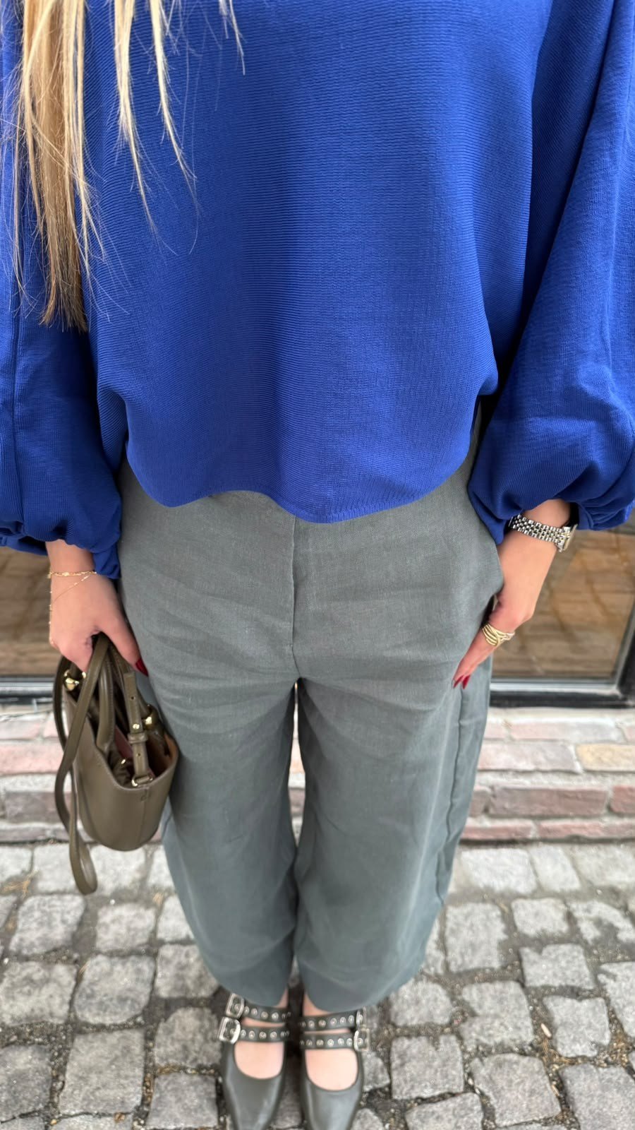 Baggy Keten Pantolon Yeşil -Pantolon