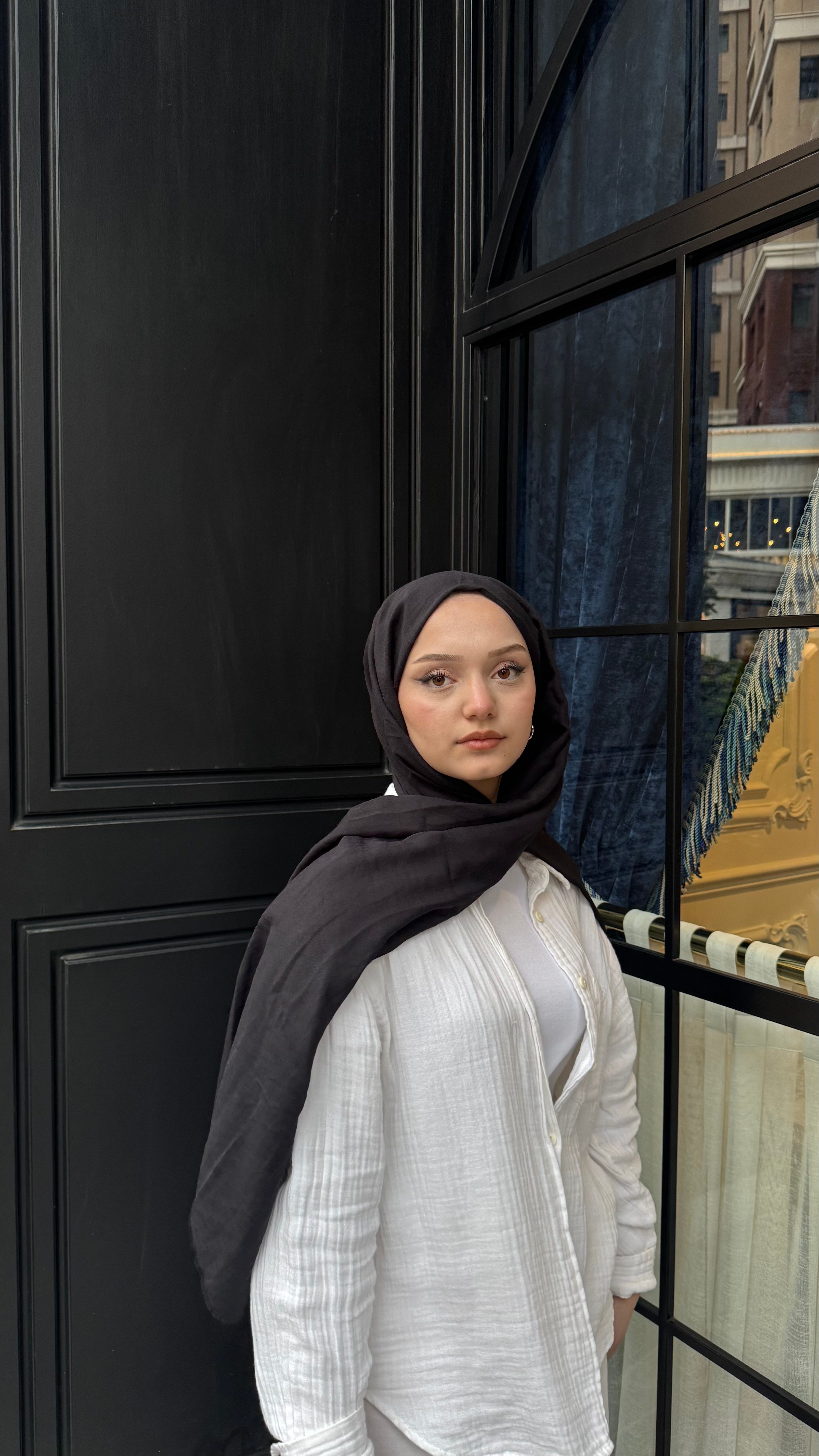 Claire Pamuk Şal-Siyah-ŞAL
