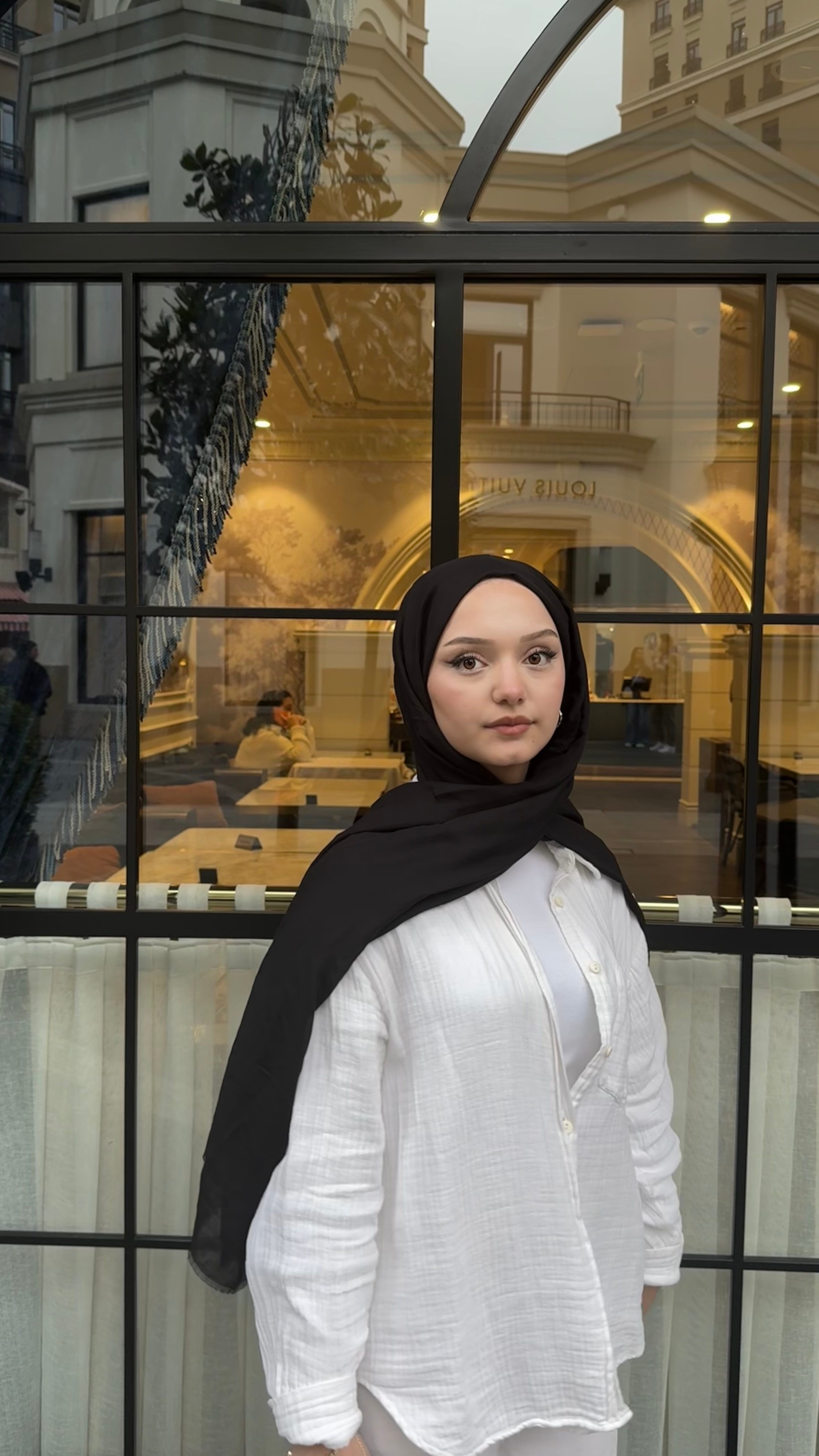 Claire Pamuk Şal-Siyah-ŞAL