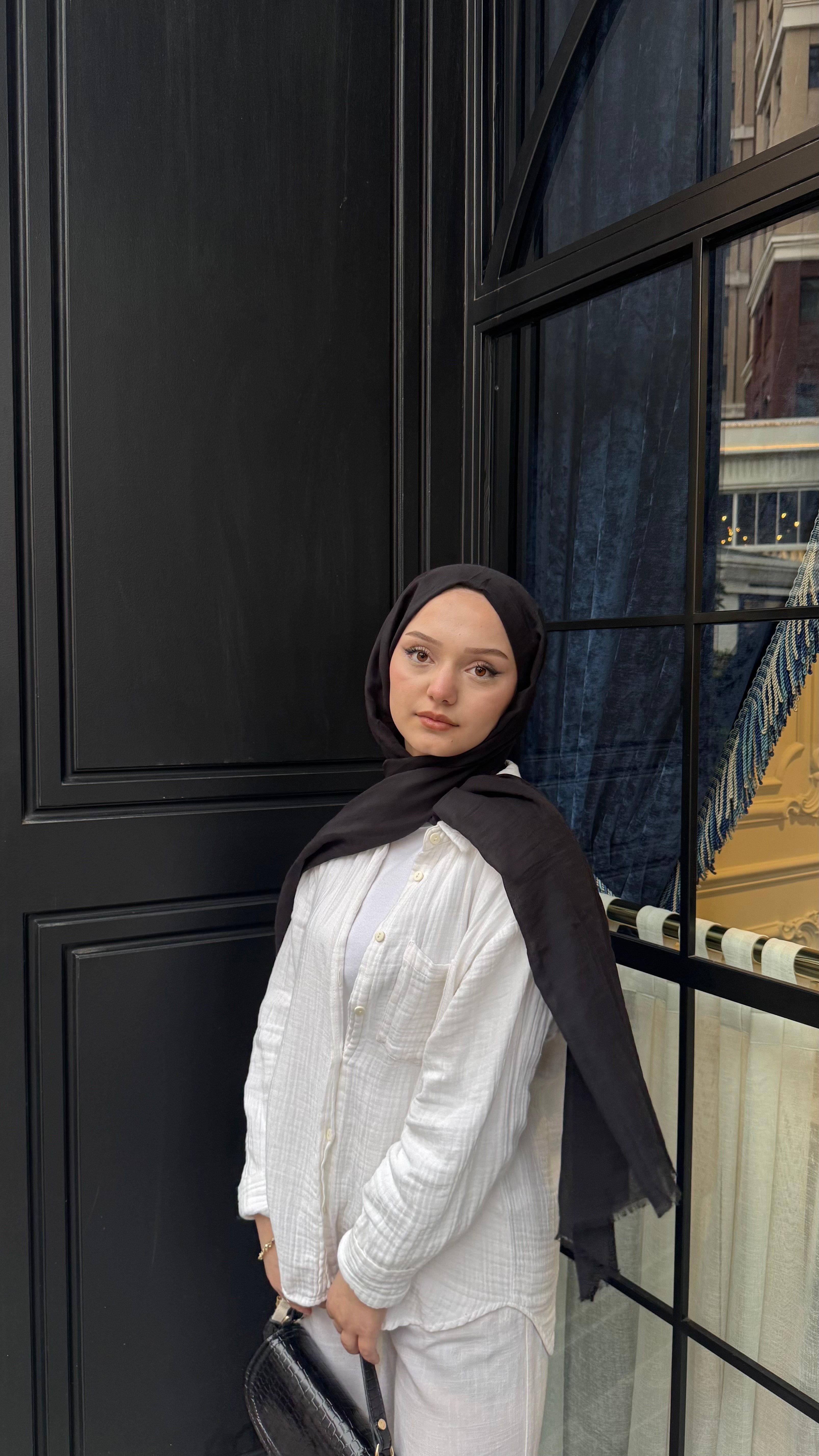 Claire Pamuk Şal-Siyah-ŞAL