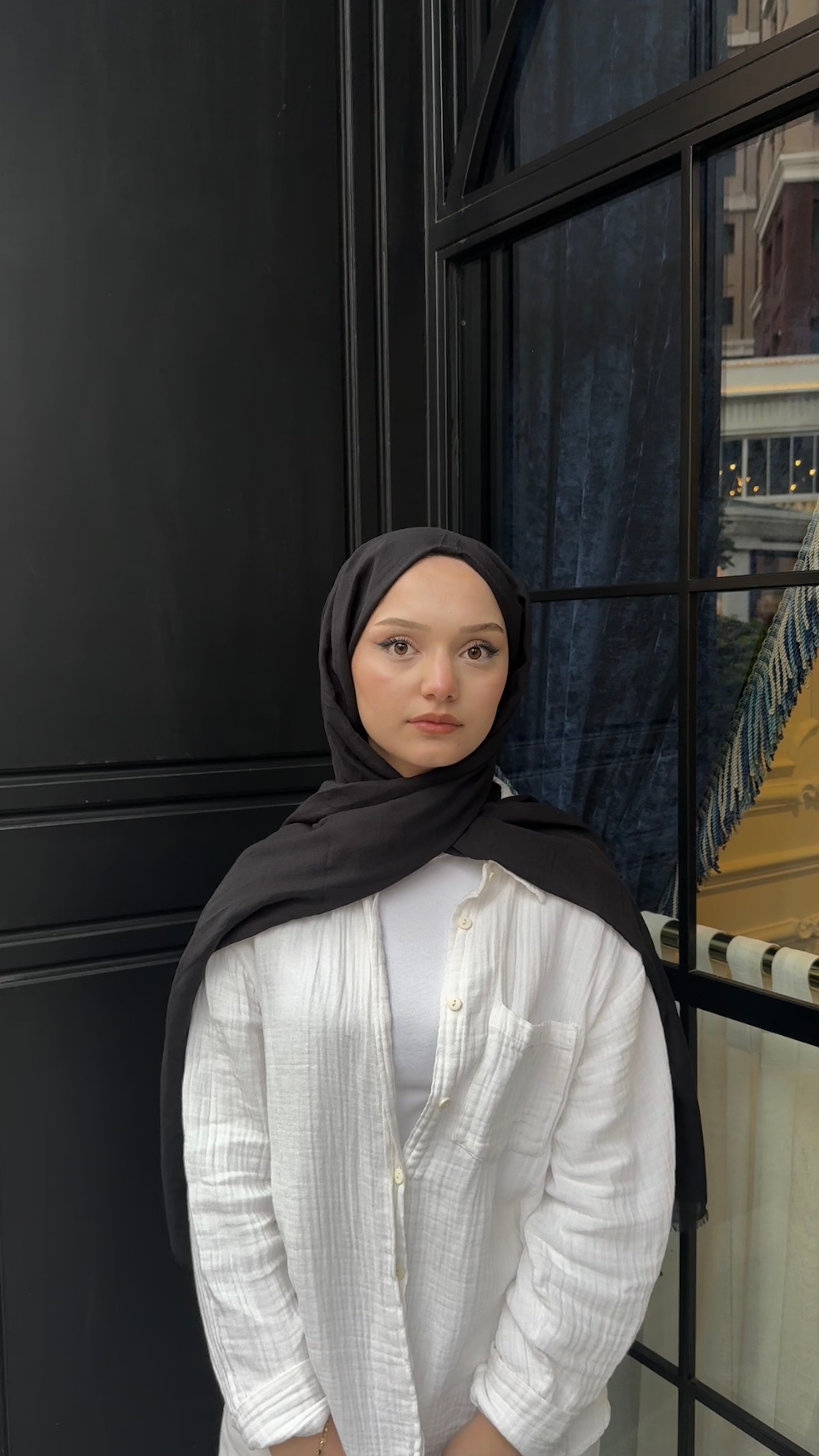 Claire Pamuk Şal-Siyah-ŞAL
