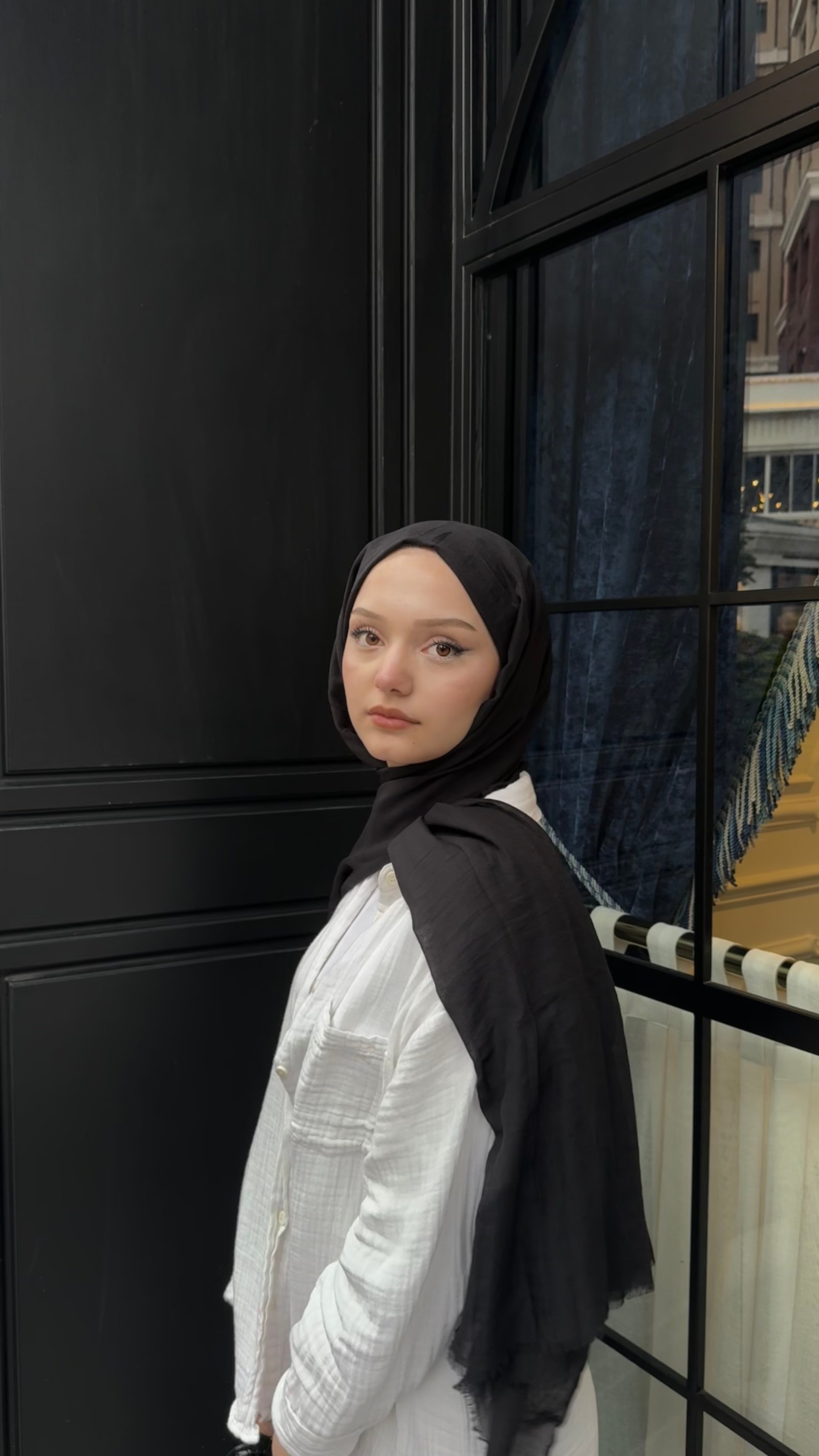 Claire Pamuk Şal-Siyah-ŞAL